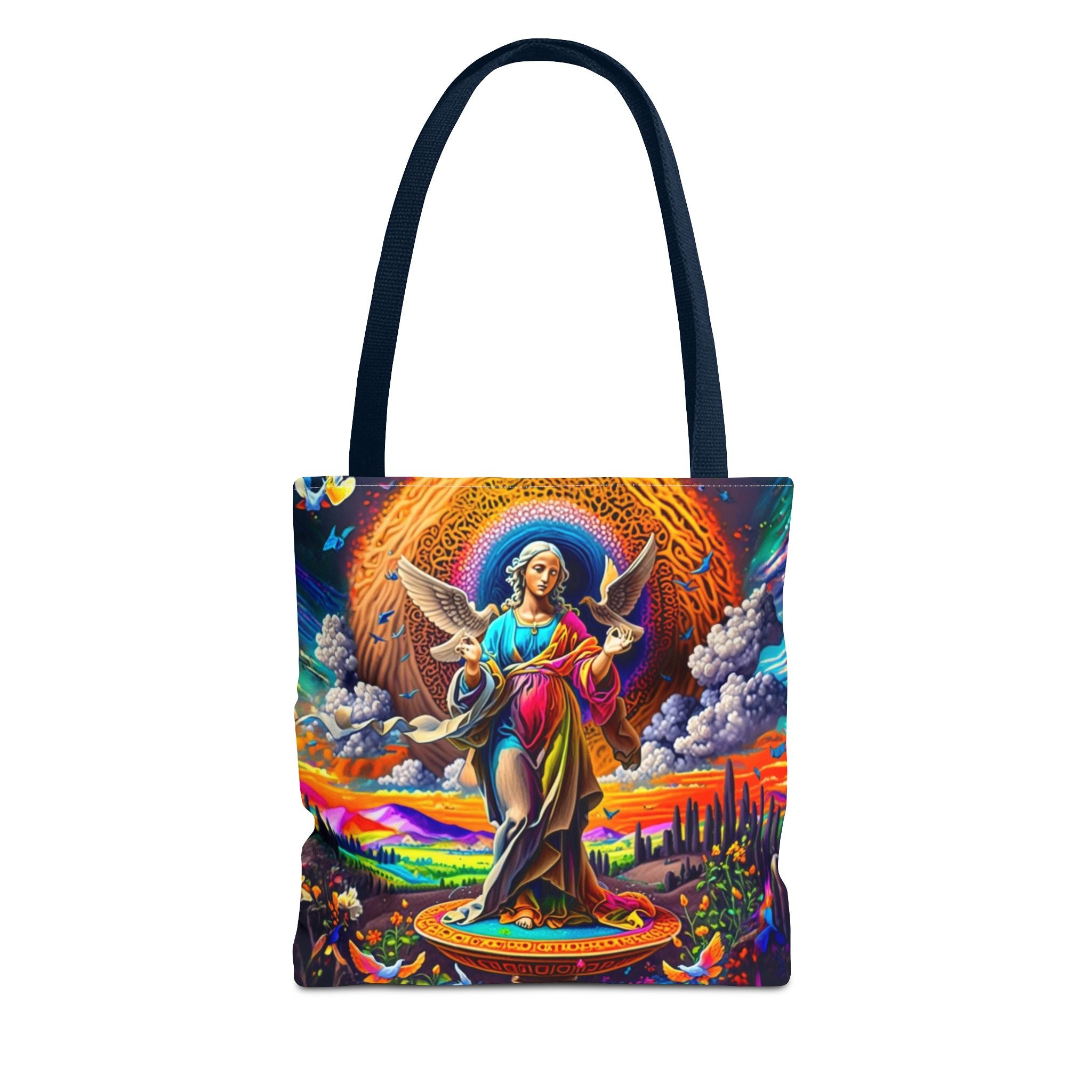 Vibrant Art Tote Bag - Spiritual, Colorful, Angular Design for Everyday Use, Perfect for Gifts, Shopping, Beach Days, Festivals, and Yoga