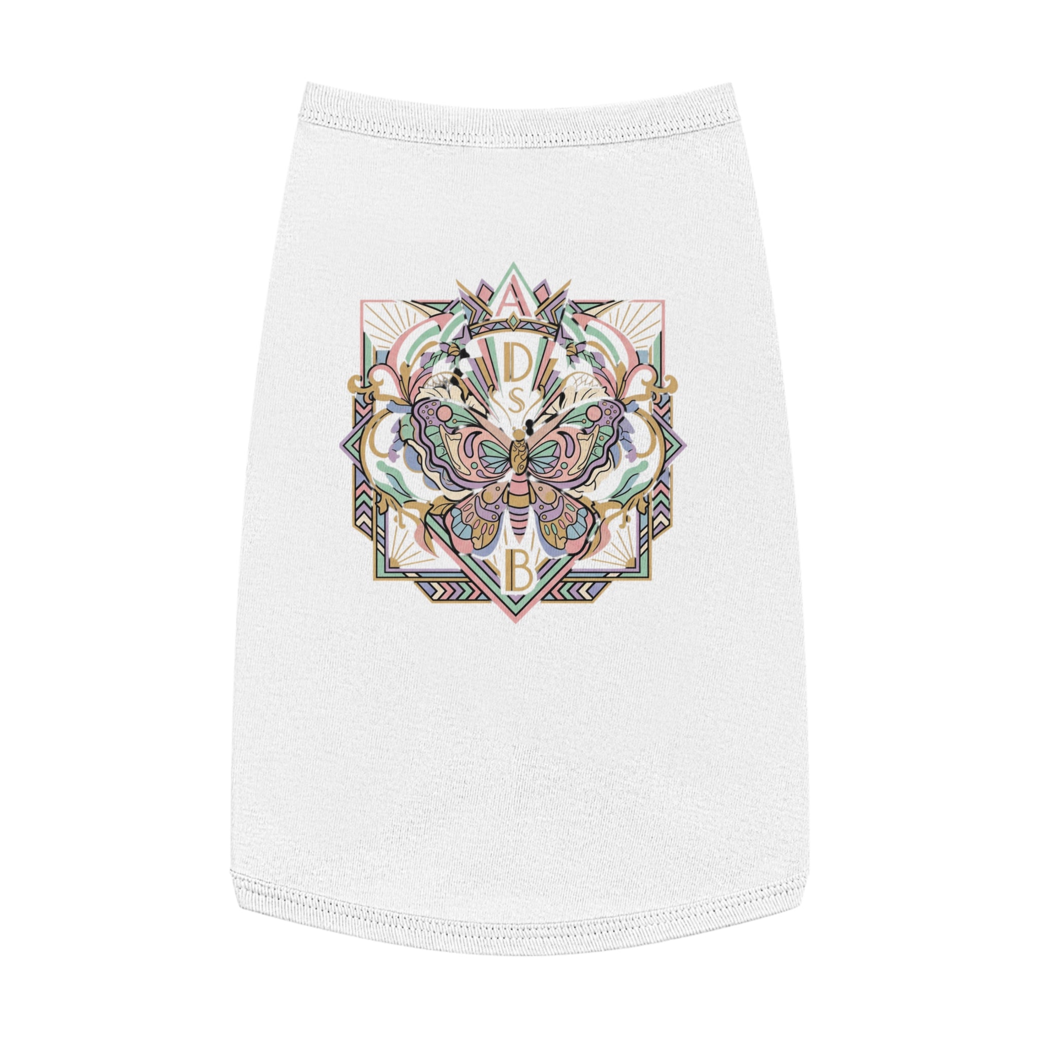 Butterfly Mandala Pet Tank Top — Pastel Geometric Dog Shirt