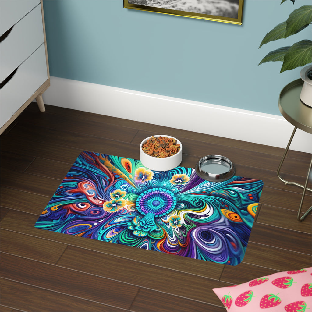 Colorful Pet Food Mat - Artistic Non-Slip Dog Bowl Place Mat, Cat Feeding Mat, Washable Pet Care, Dog Accessories, Gift for Pet Lovers