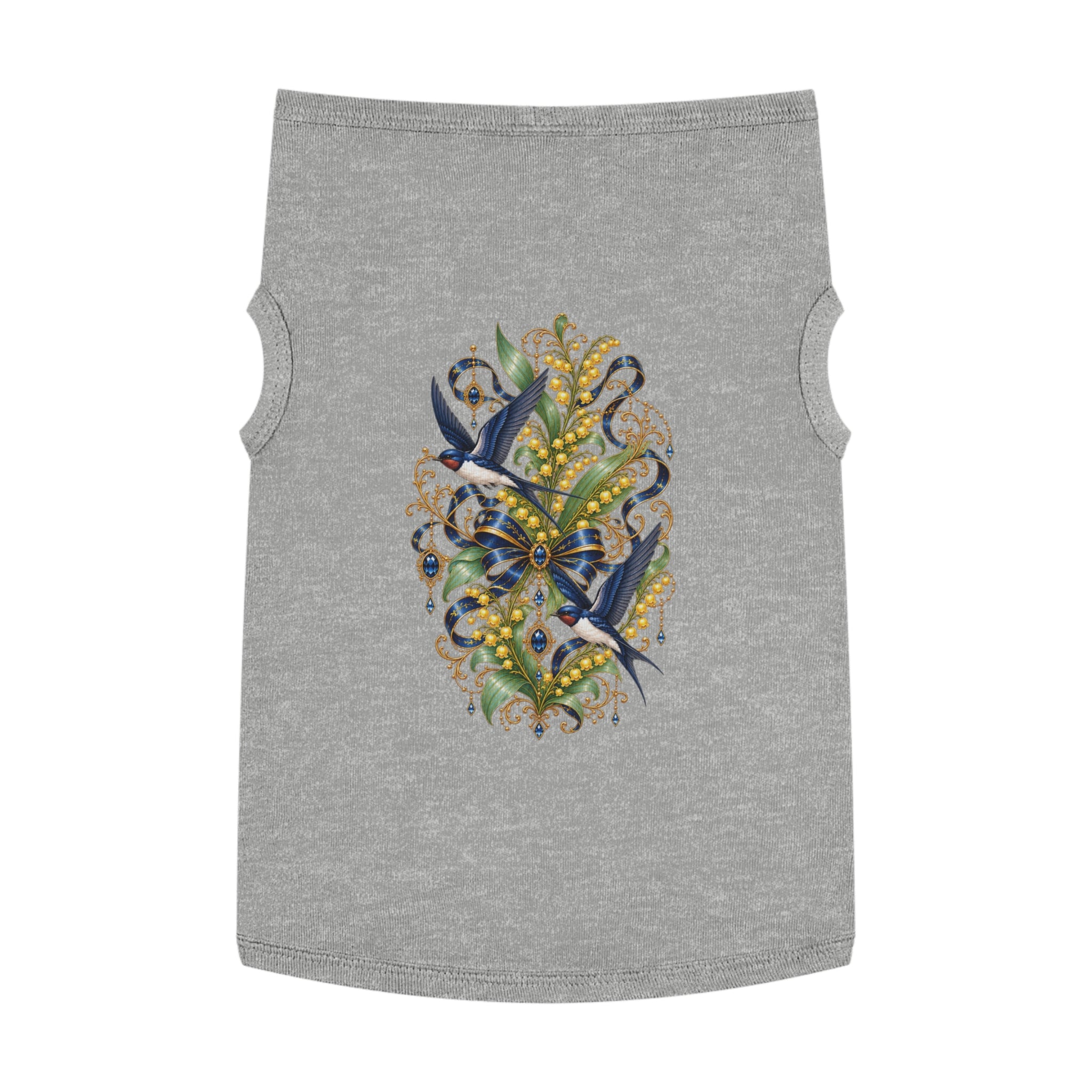 Pet Tank Top — Ornate Bluebird & Floral Jewel Print