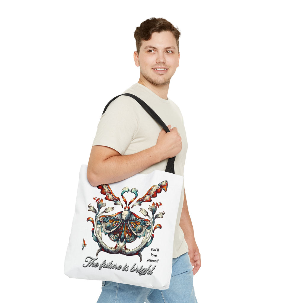 Bright Future Butterfly Tote Bag — Inspirational Floral Art AOP Tote