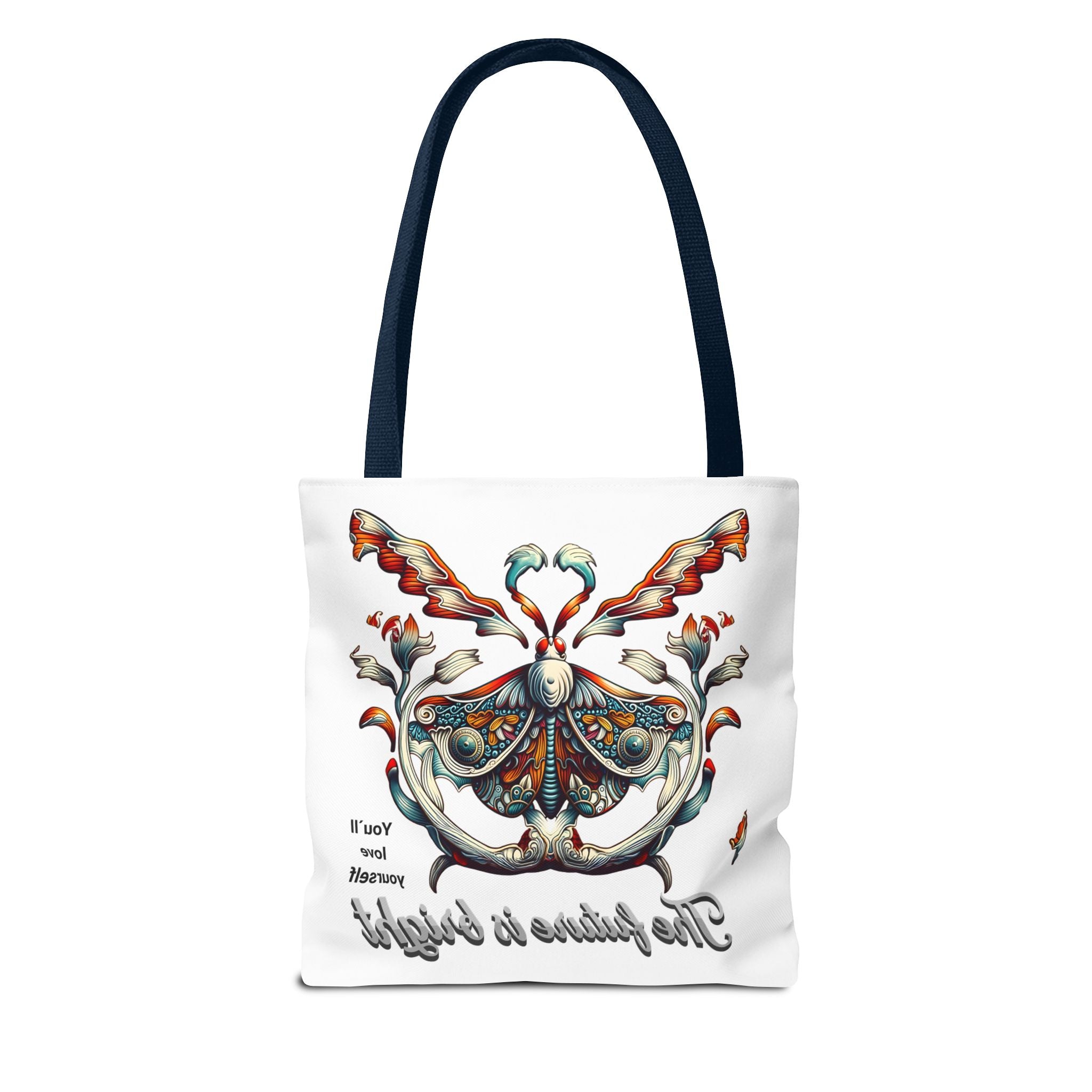 Bright Future Butterfly Tote Bag — Inspirational Floral Art AOP Tote