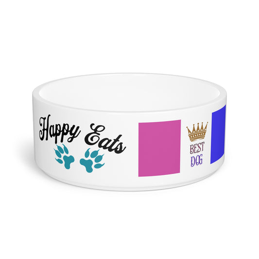 Custom Pet Bowl | Happy Eats Design, Dog Food Dish, Personalized Pet Dish, Ideal Gift for Dog Lovers, Stylish Pet Accessories