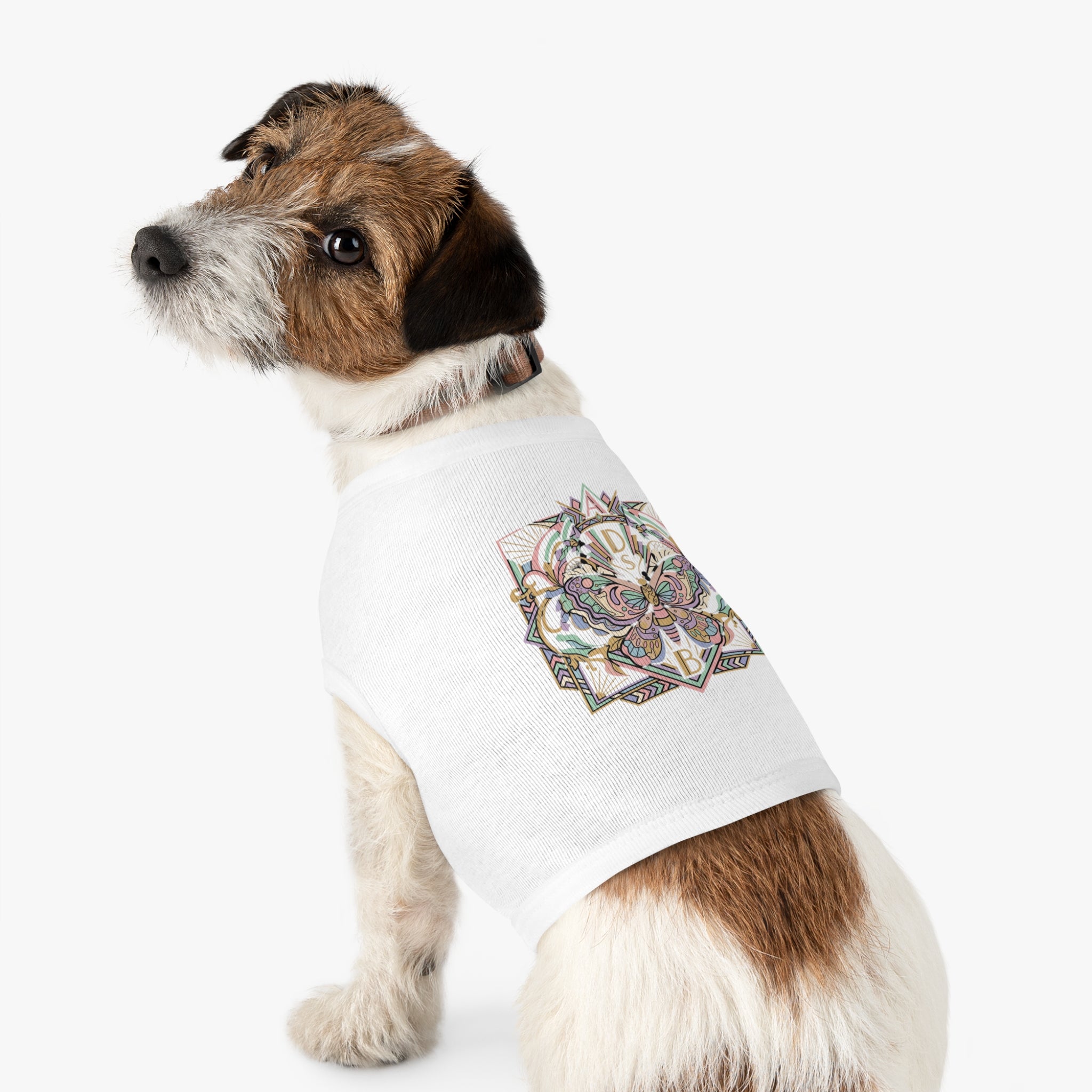 Butterfly Mandala Pet Tank Top — Pastel Geometric Dog Shirt