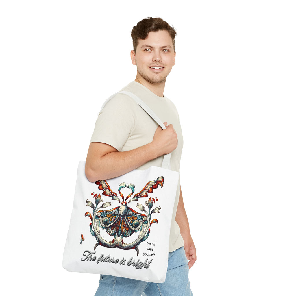 Bright Future Butterfly Tote Bag — Inspirational Floral Art AOP Tote