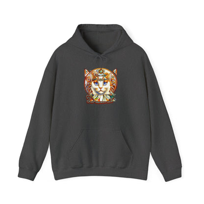 Whimsical Cat Hoodie, Cozy Animal Sweatshirt, Unique Gift for Cat Lovers, Warm Apparel for Any Occasion, Illustrated Cat Design