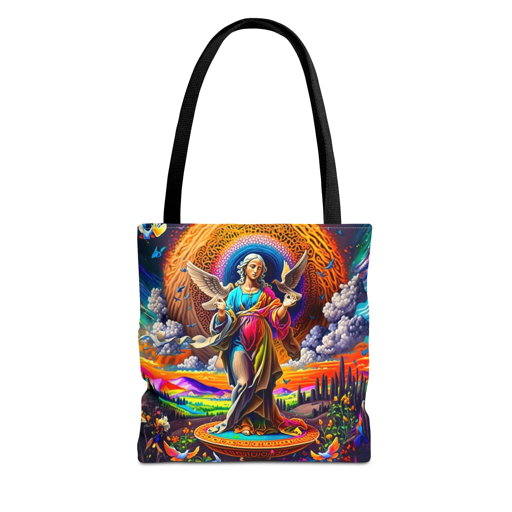 Vibrant Art Tote Bag - Spiritual, Colorful, Angular Design for Everyday Use, Perfect for Gifts, Shopping, Beach Days, Festivals, and Yoga