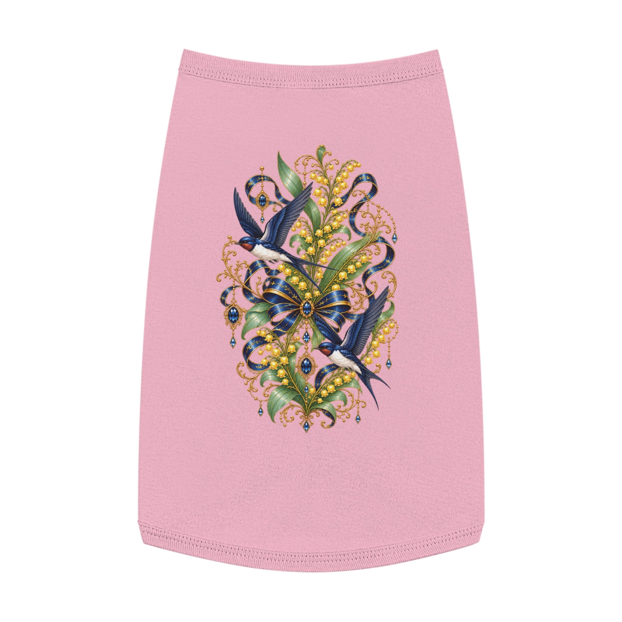 Pet Tank Top — Ornate Bluebird & Floral Jewel Print