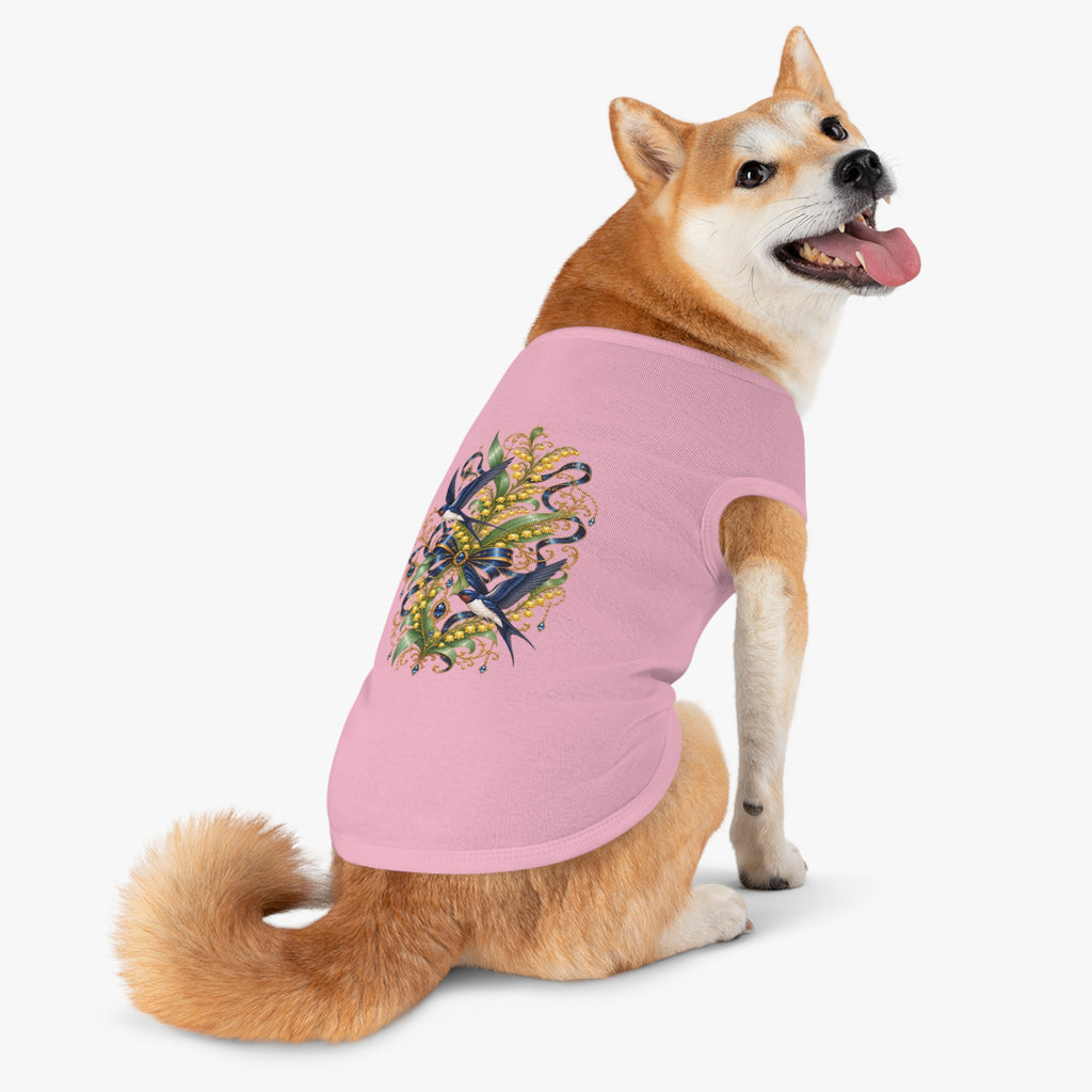Pet Tank Top — Ornate Bluebird & Floral Jewel Print