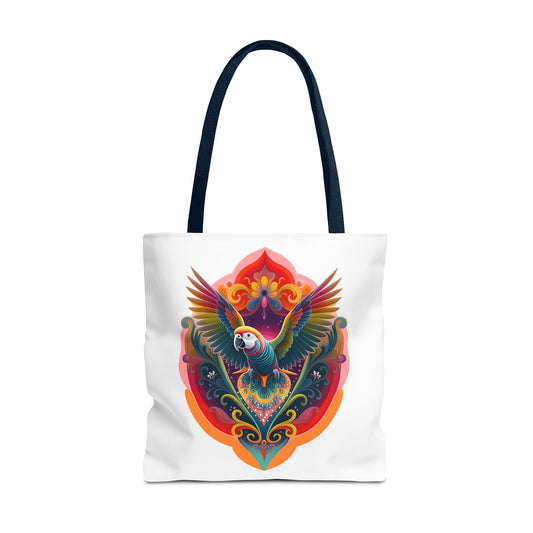Colorful Parrot Tote Bag, Boho Chic Bag, Sustainable Shopping Tote, Beach Bag, Eco-Friendly Gift, Colorful Art Accessory, AOP Design