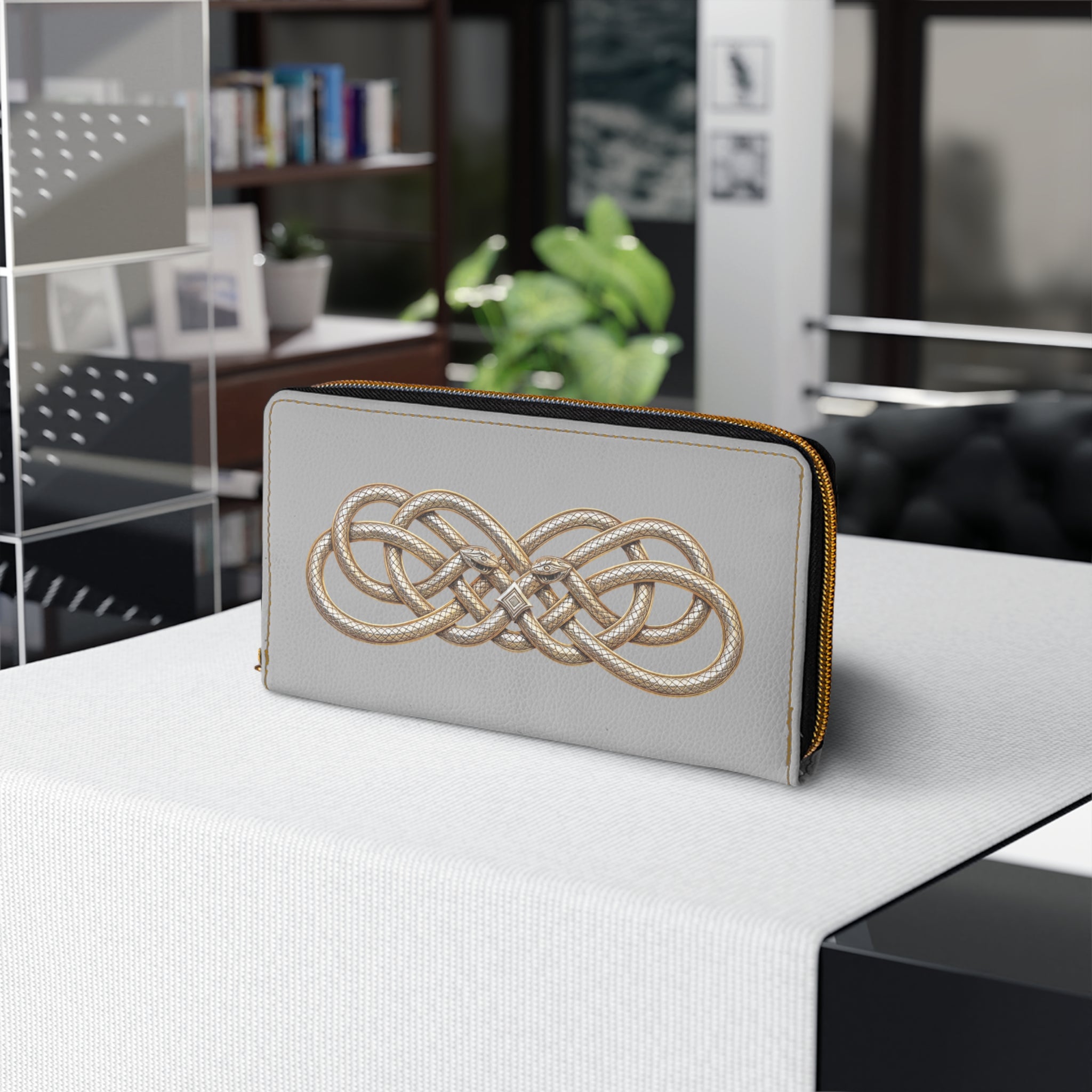 Ouroboros Knot Zipper Wallet — Circular Serpent Design