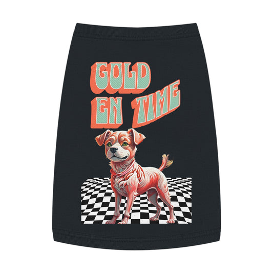 Playful Pet Tank Top - 'Gold en Time', Dog Summer Wear, Cute Pet Clothing, Dog Lover Gift, Fun Pet Apparel