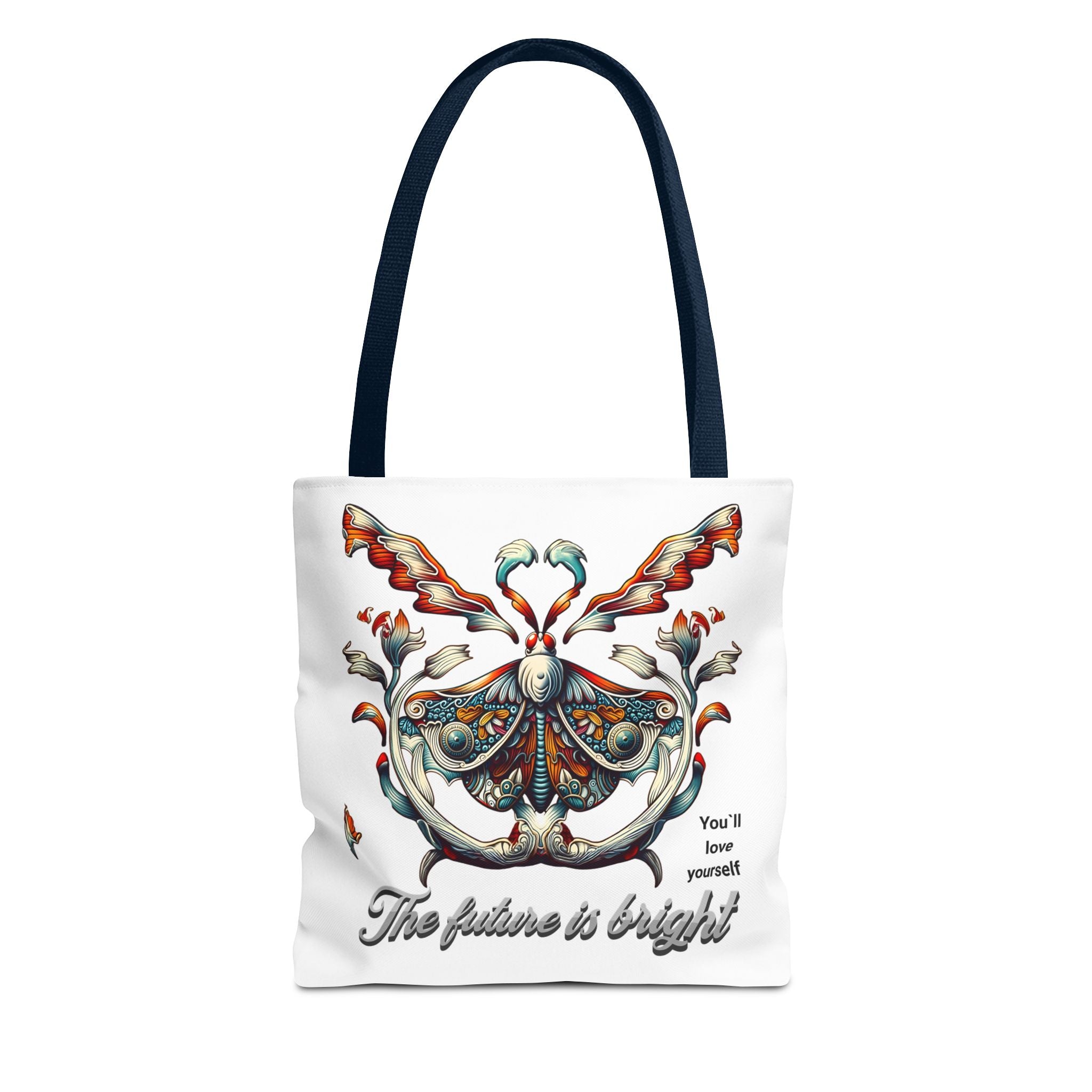 Bright Future Butterfly Tote Bag — Inspirational Floral Art AOP Tote