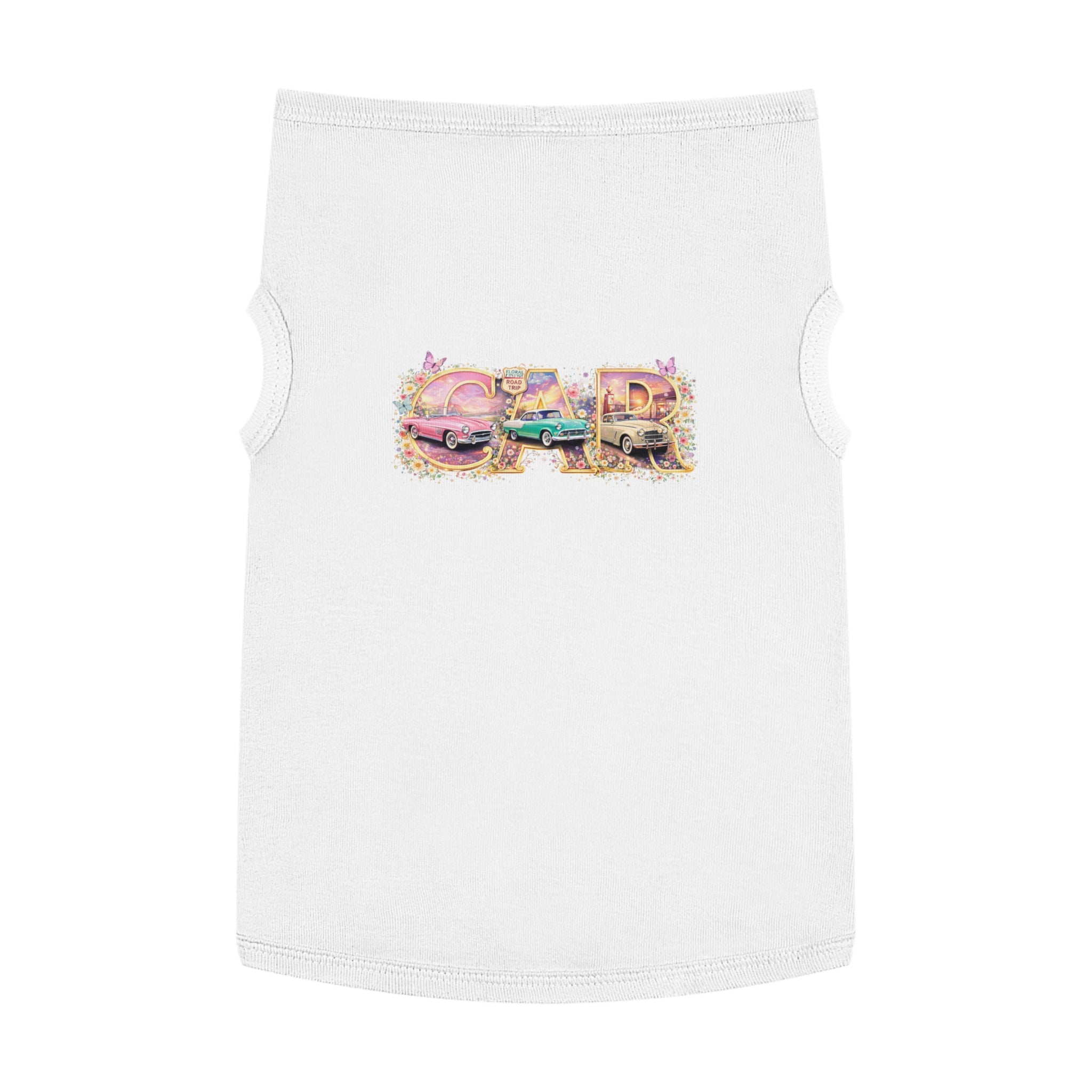 Classic Car Pet Tank Top – Retro 'Car' Graphic Dog Shirt