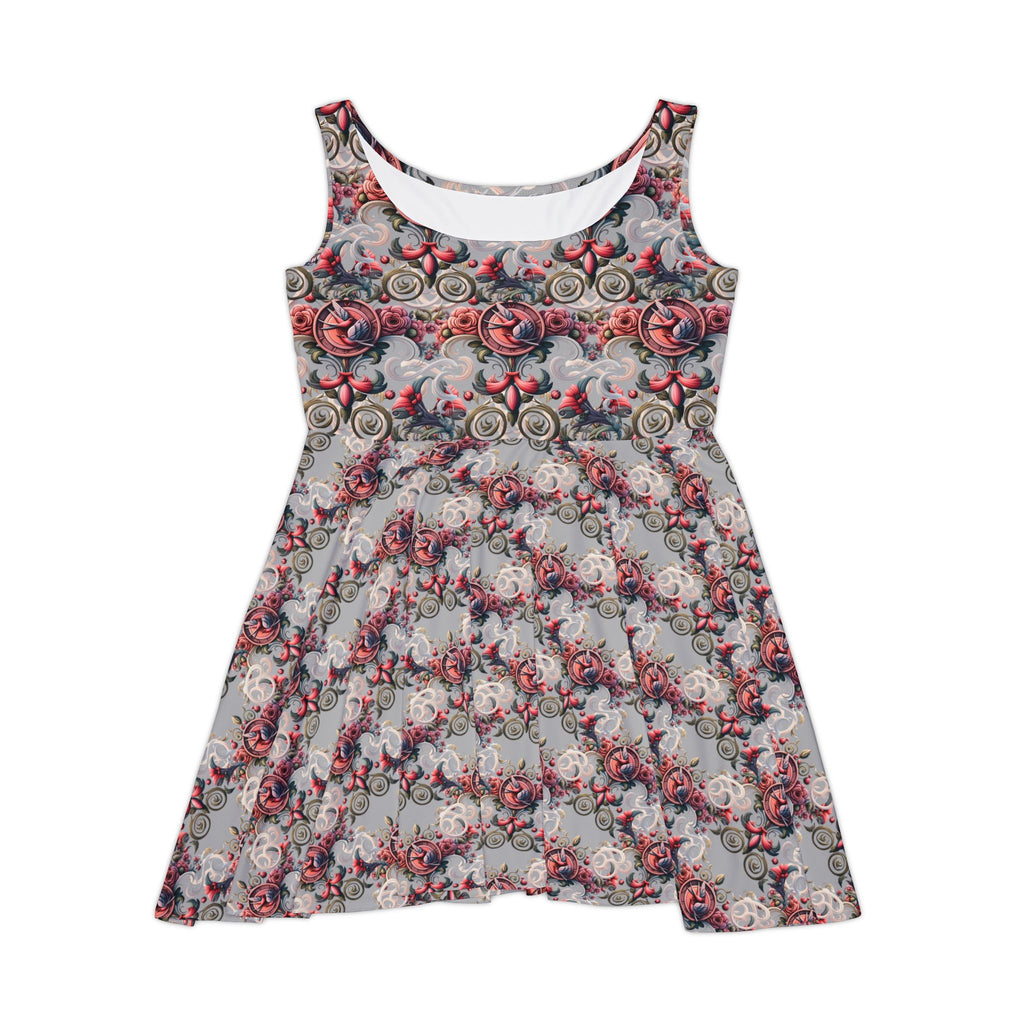Floral Vintage Rose Skater Dress — All-Over Print Retro Garden Party Dress
