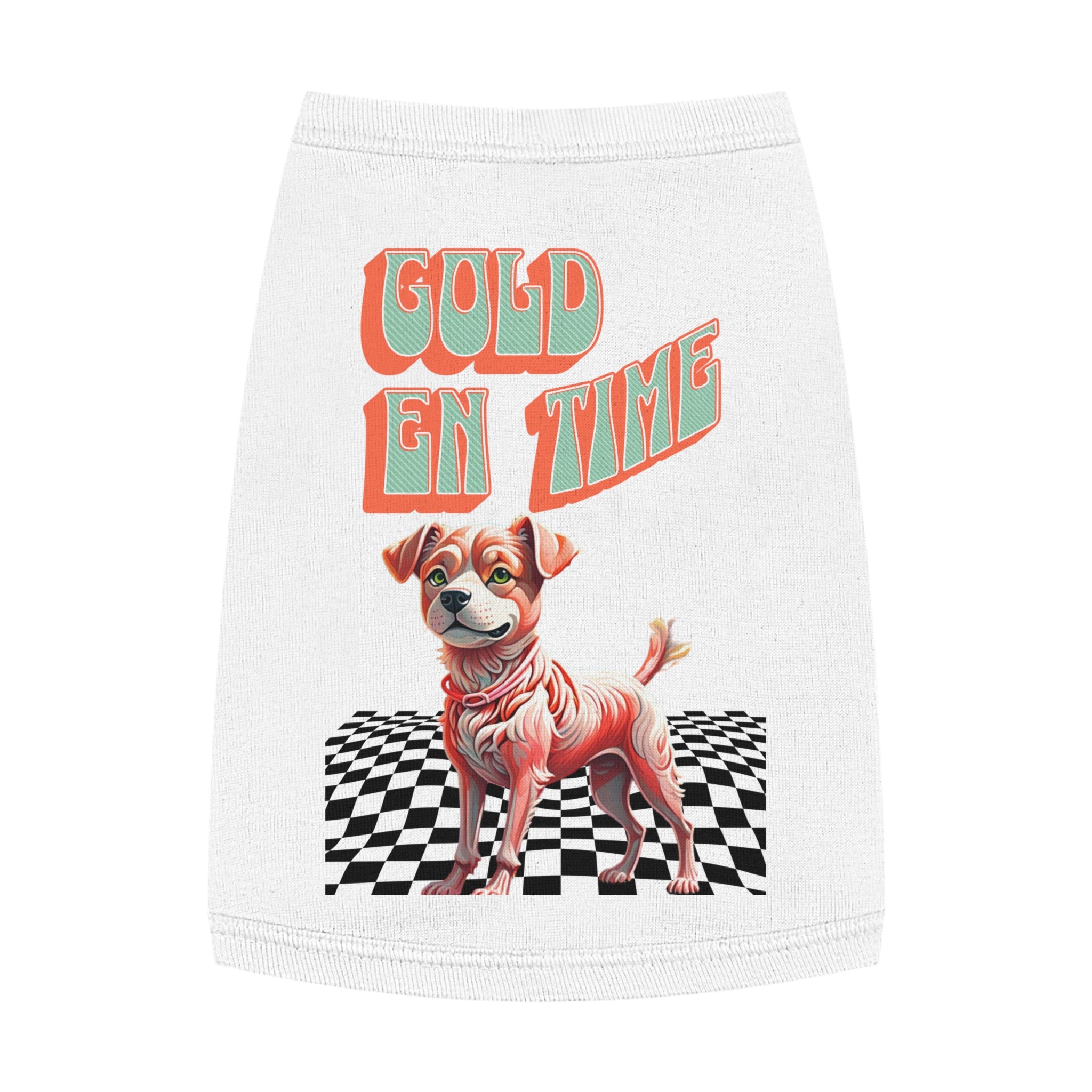 Playful Pet Tank Top - 'Gold en Time', Dog Summer Wear, Cute Pet Clothing, Dog Lover Gift, Fun Pet Apparel