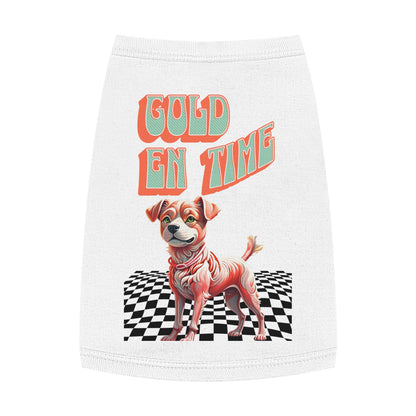 Playful Pet Tank Top - 'Gold en Time', Dog Summer Wear, Cute Pet Clothing, Dog Lover Gift, Fun Pet Apparel