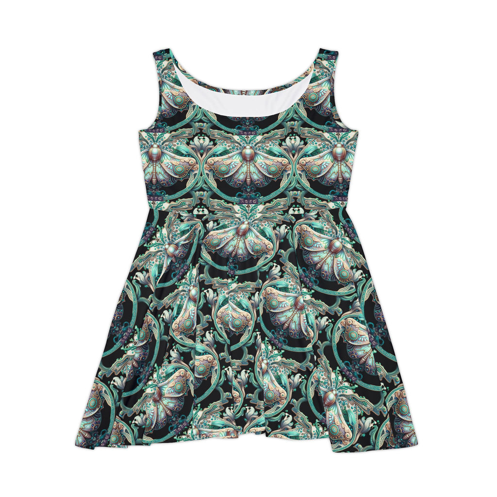 Baroque Seashell Skater Dress – Teal Nautical Vintage Pattern