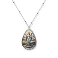 Elegant Vintage Oval Necklace, Unique Art Jewelry, Gift for Her, Religious Pendant, Retro Charm, Spiritual Accessory