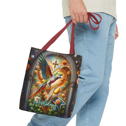 Vibrant Holiday Tote Bag, Eco-Friendly Shopping Bag, Bird Design Tote, Gift for Nature Lovers, Everyday Carryall, Travel Accessory