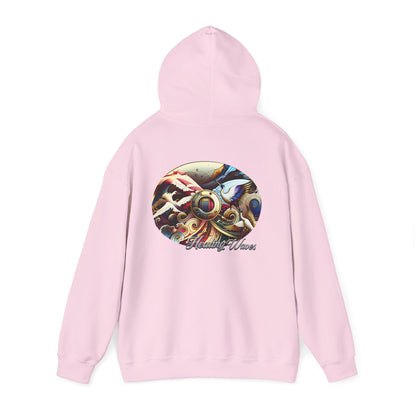 Artistic Unisex Heavy Blend Hoodie - Cozy Graphic Sweatshirt, Ideal for Casual Outfits, Unique Gifts, Streetwear Style, Comfortable Layering