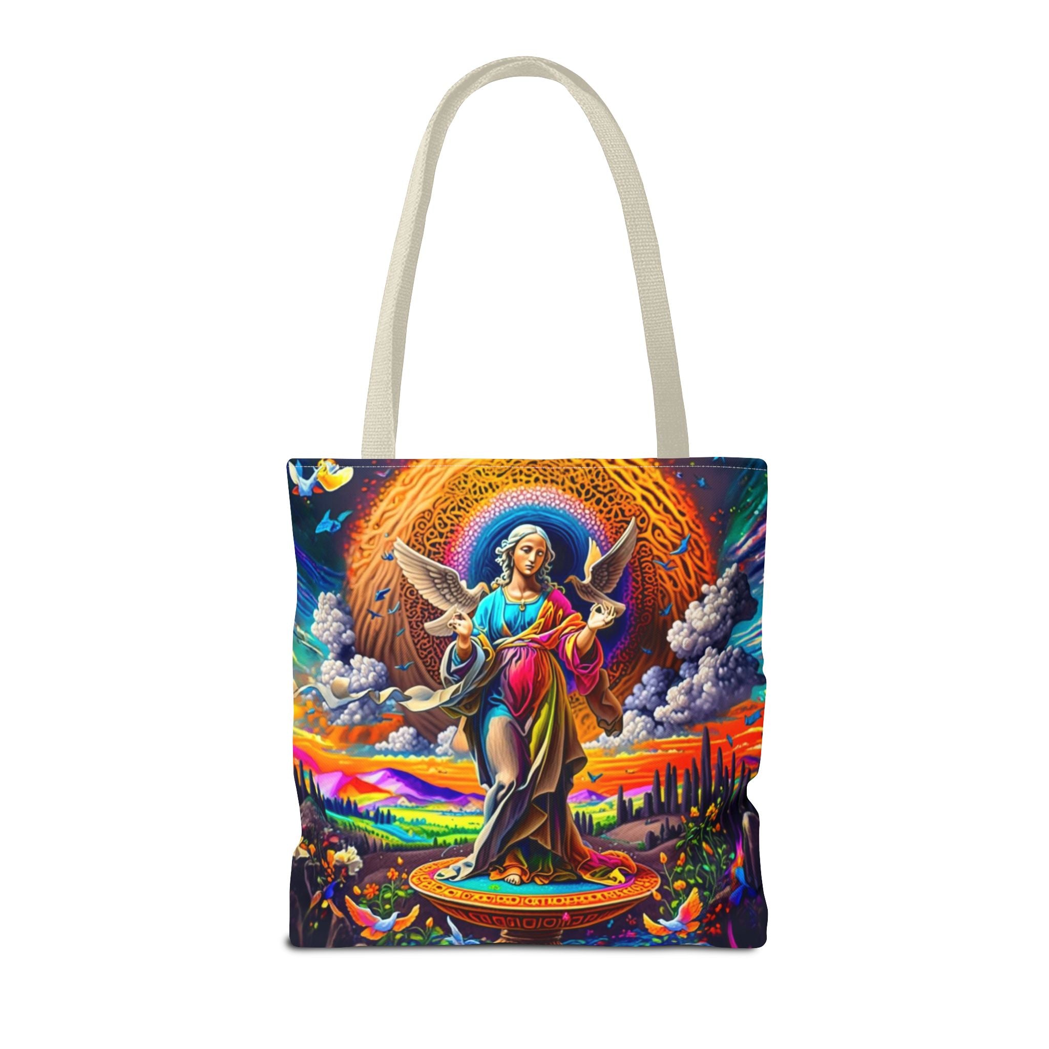 Vibrant Art Tote Bag - Spiritual, Colorful, Angular Design for Everyday Use, Perfect for Gifts, Shopping, Beach Days, Festivals, and Yoga