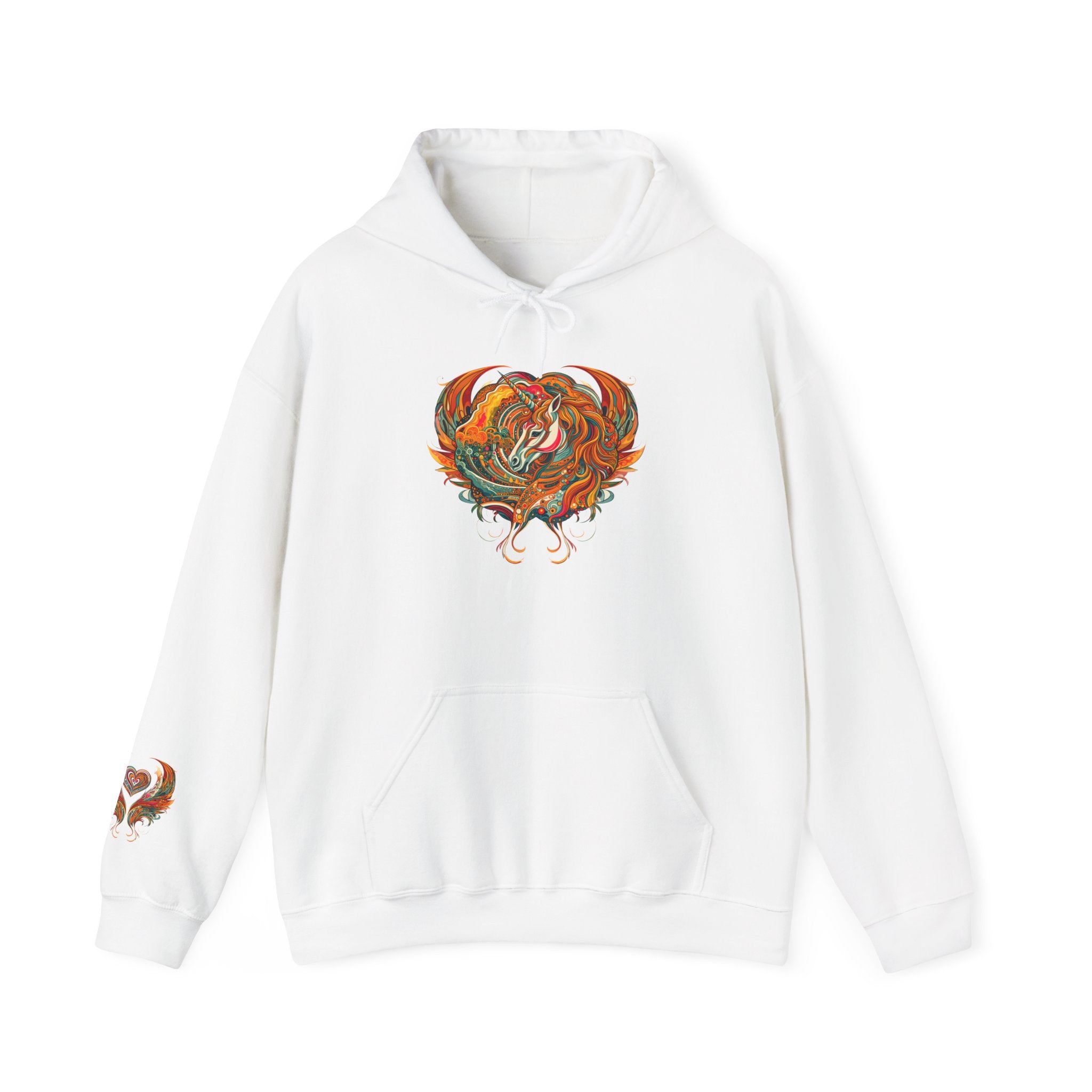 Colorful Heart Design Hooded Sweatshirt, Cozy Sweatshirt, Unisex Pullover, Gift for Him, Gift for Her, Casual Wear, Layering Essentials