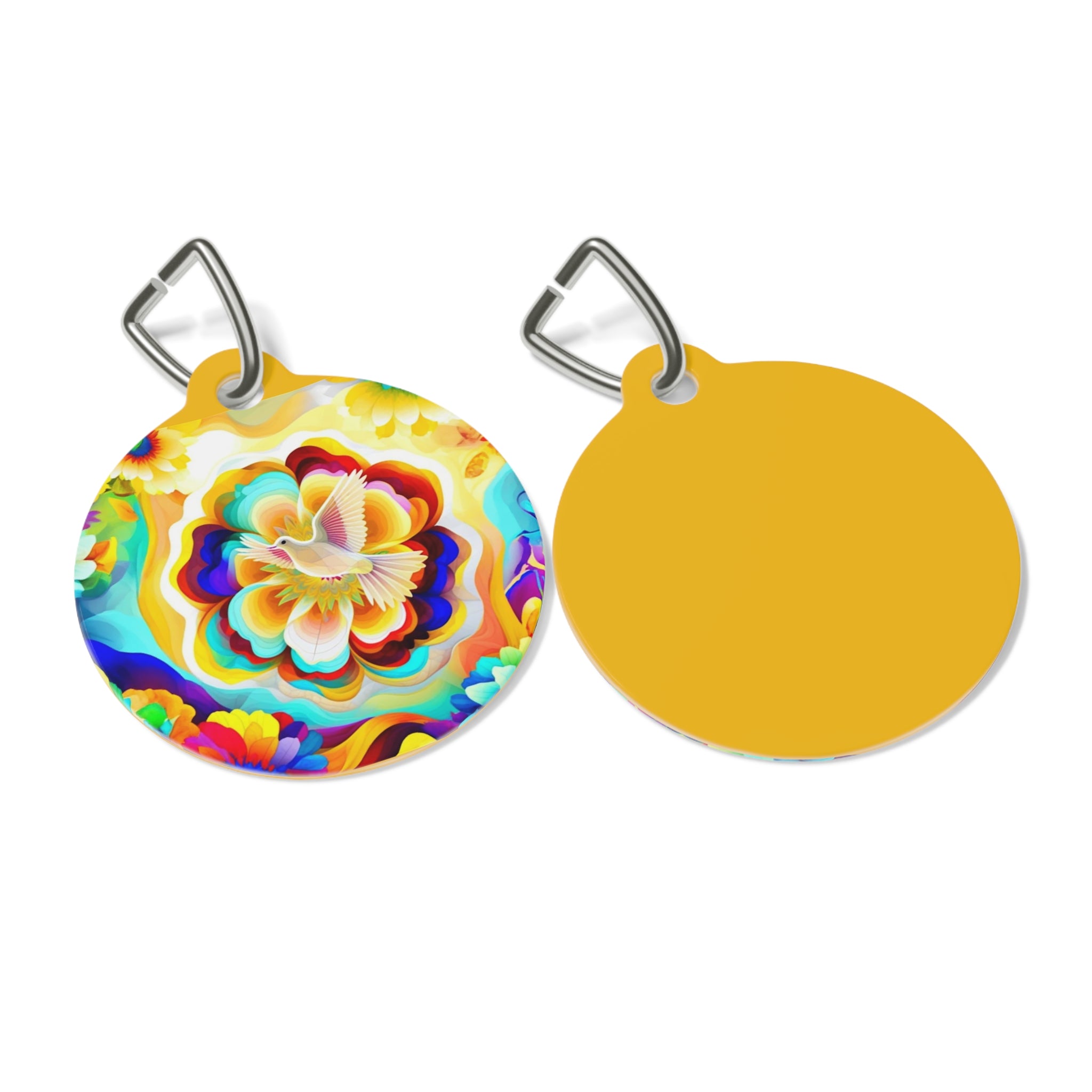 Vibrant Floral Pet Tag, Colorful Pet ID Tag, Dog Name Tag, Cat Identifier, Unique Pet Accessory, Gift for Pet Lovers