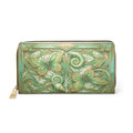 Butterfly Art Nouveau Zipper Wallet — Green Floral Leather Wallet