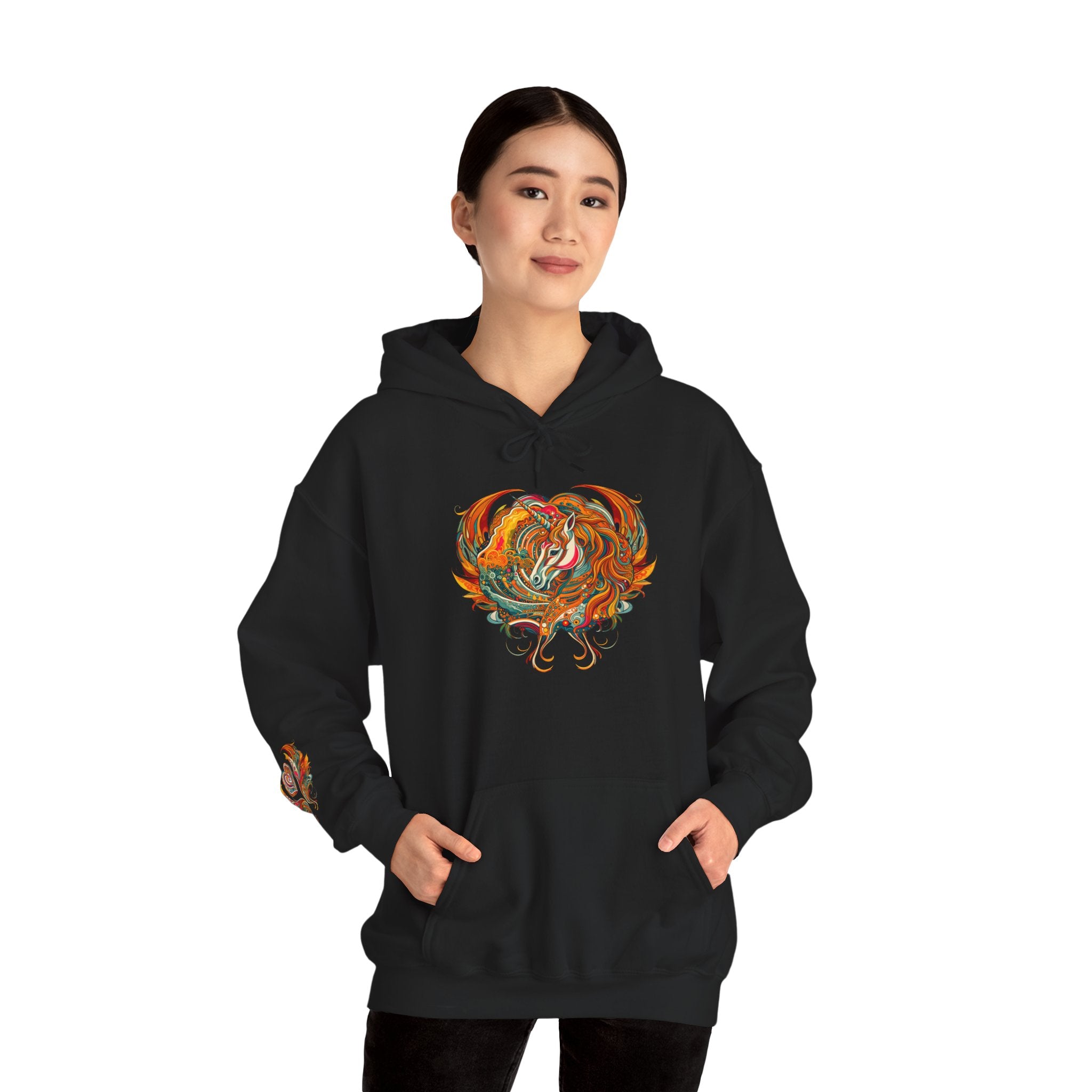 Colorful Heart Design Hooded Sweatshirt, Cozy Sweatshirt, Unisex Pullover, Gift for Him, Gift for Her, Casual Wear, Layering Essentials