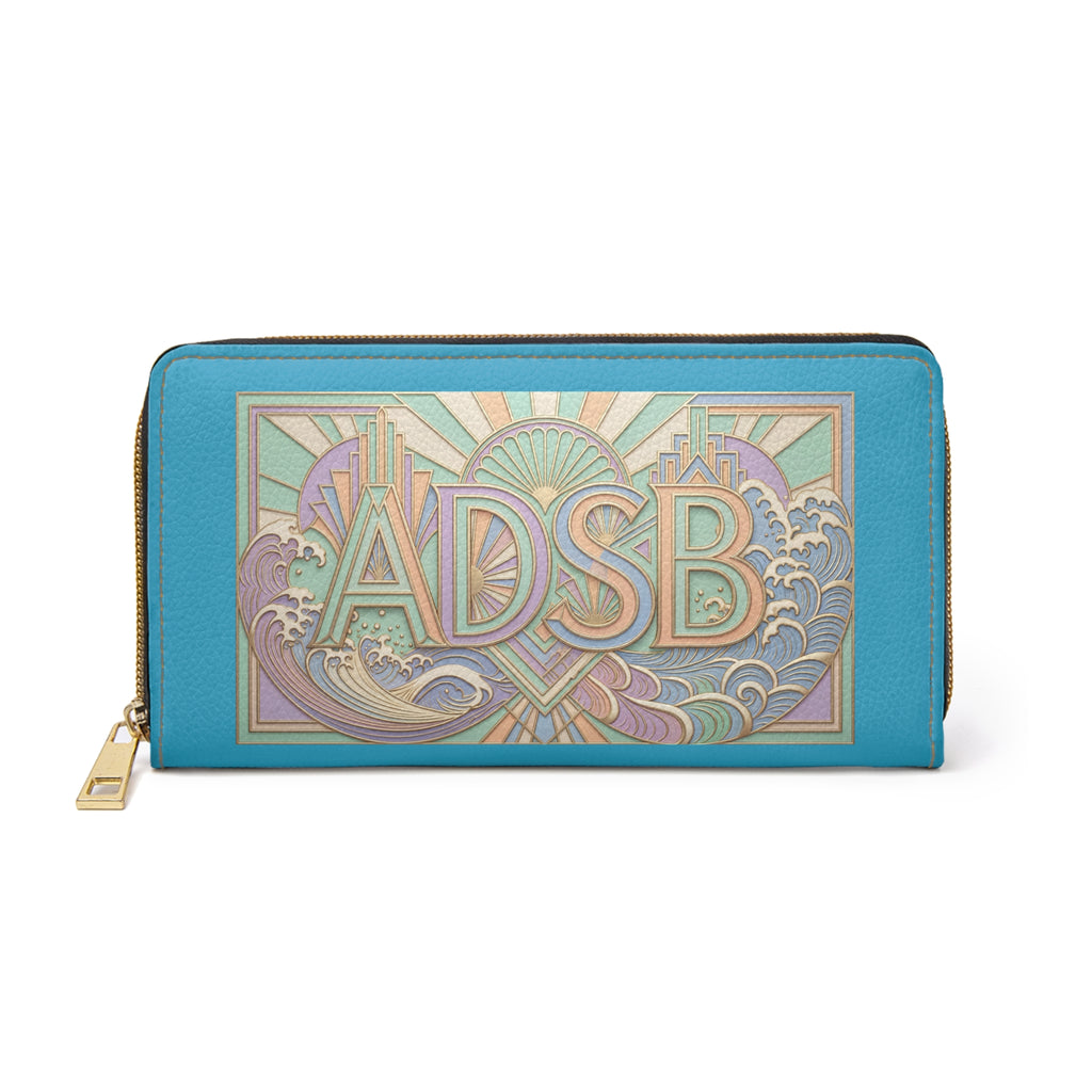Art Deco Monogram Zipper Wallet — Personalized ADSB Leather Wallet