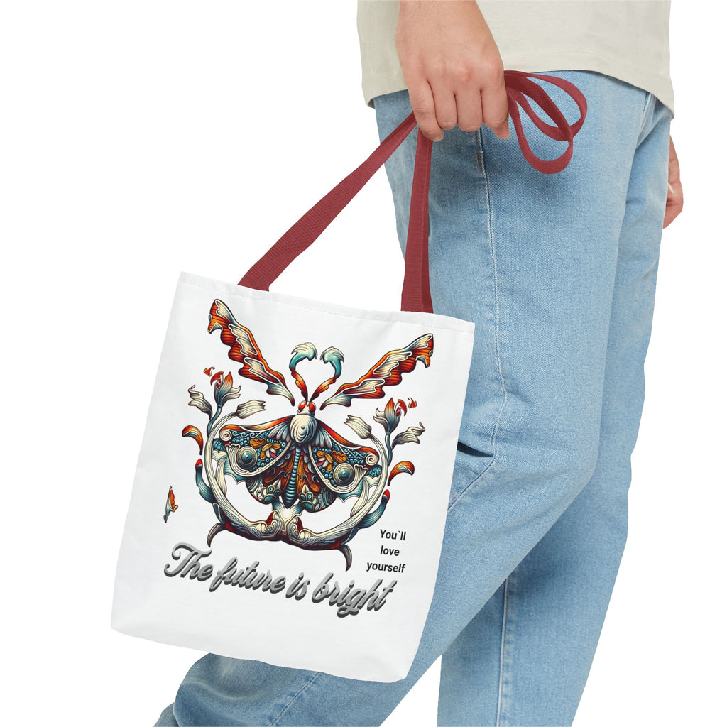 Bright Future Butterfly Tote Bag — Inspirational Floral Art AOP Tote