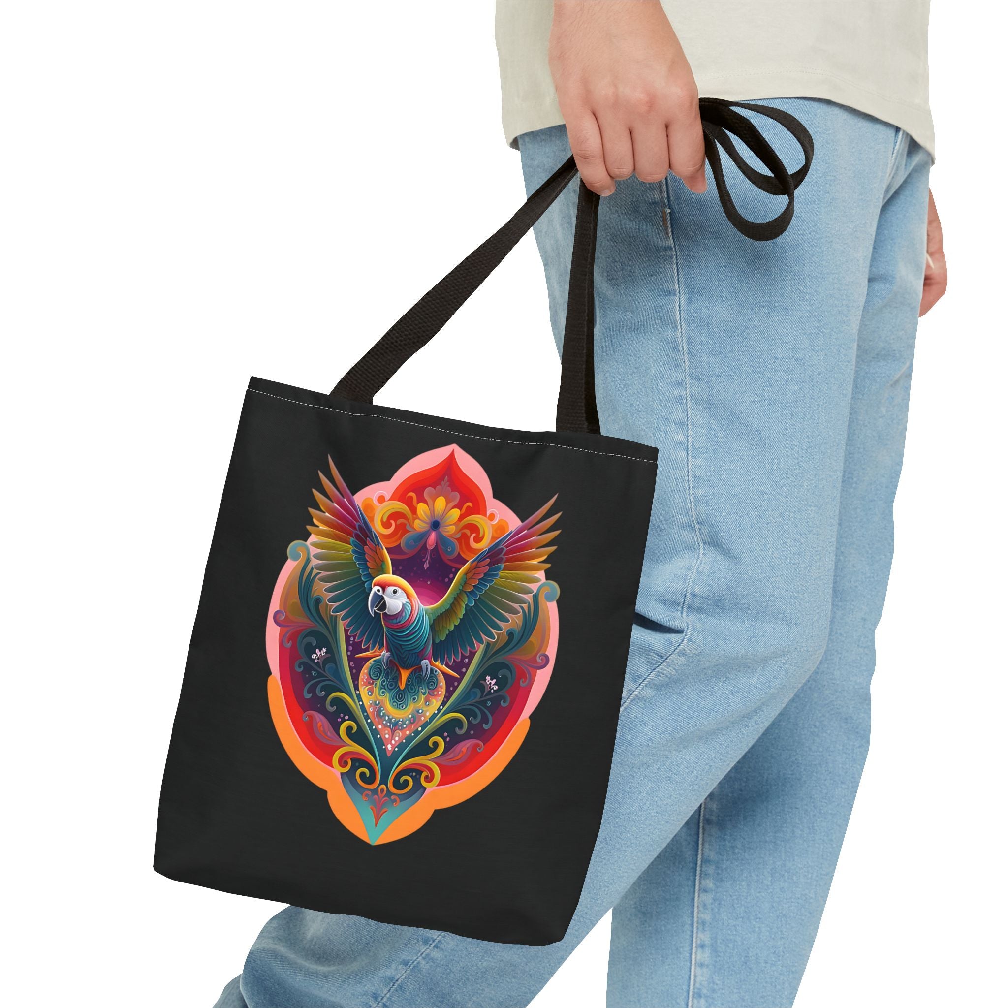 Colorful Parrot Tote Bag, Boho Chic Bag, Beach Essential, Eco-Friendly Shopping Bag, Vacation Accessory, Gift for Bird Lovers