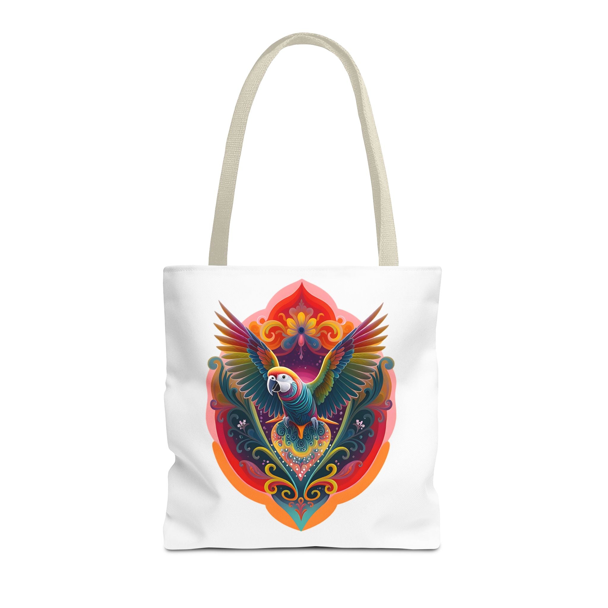 Colorful Parrot Tote Bag, Boho Chic Bag, Sustainable Shopping Tote, Beach Bag, Eco-Friendly Gift, Colorful Art Accessory, AOP Design