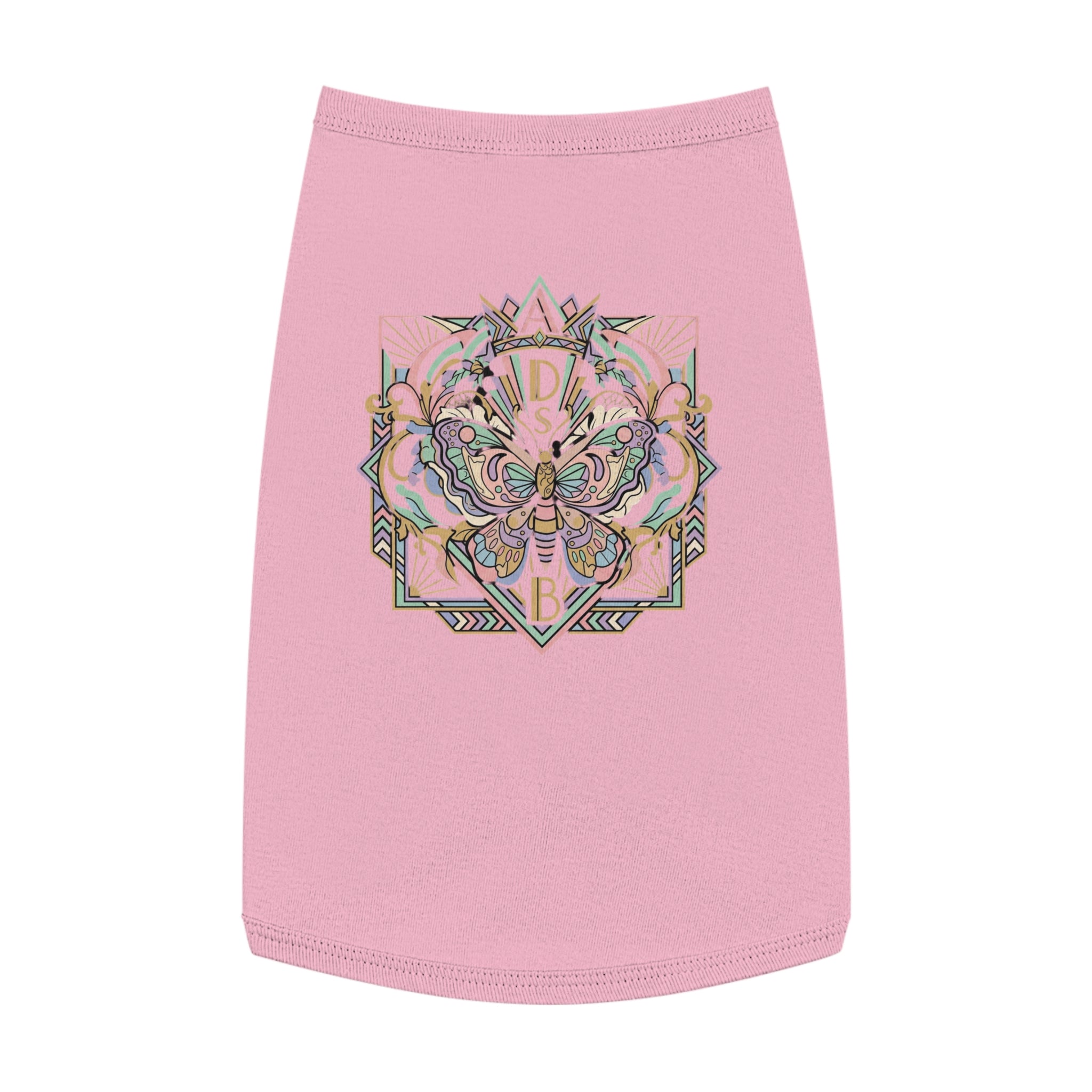 Butterfly Mandala Pet Tank Top — Pastel Geometric Dog Shirt