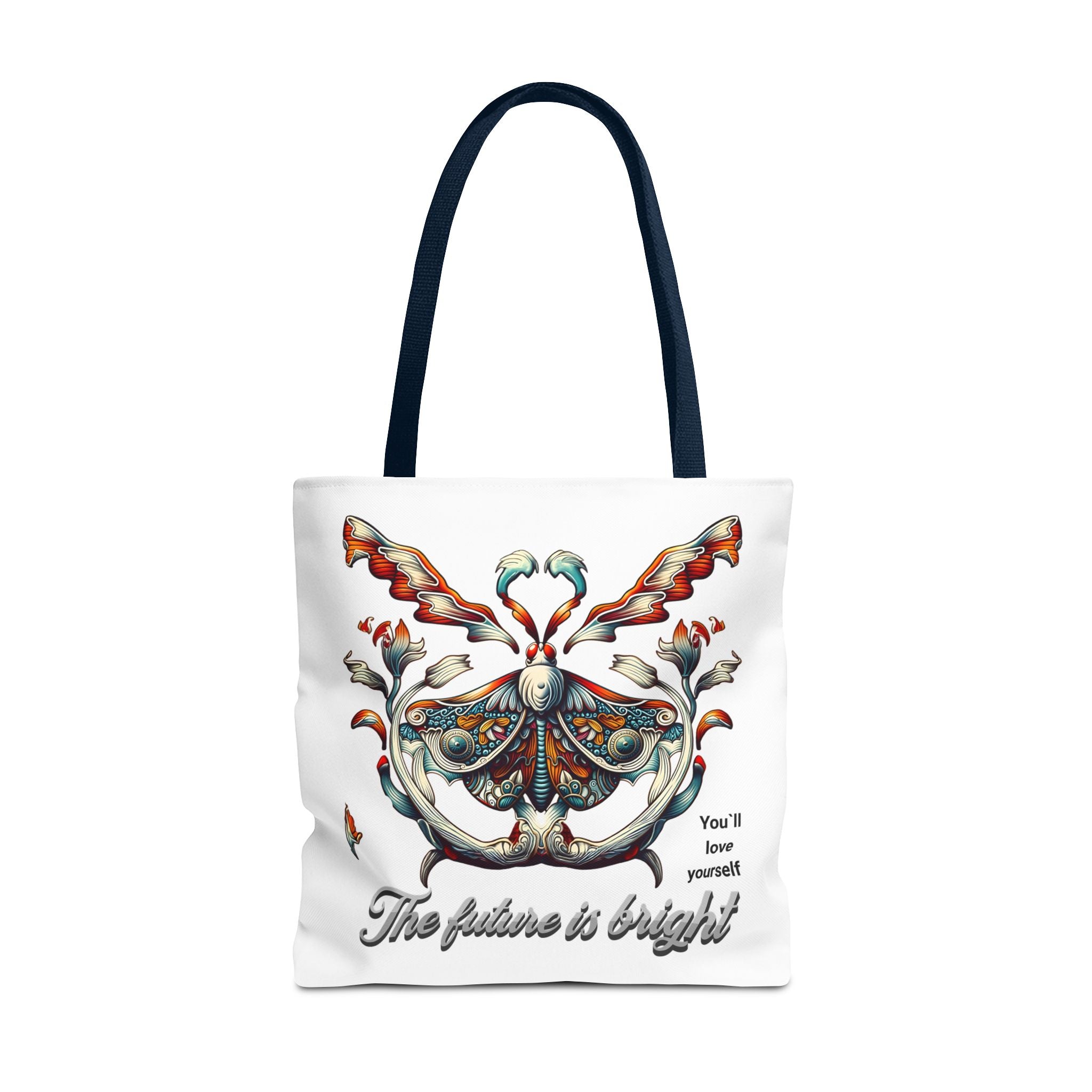 Bright Future Butterfly Tote Bag — Inspirational Floral Art AOP Tote