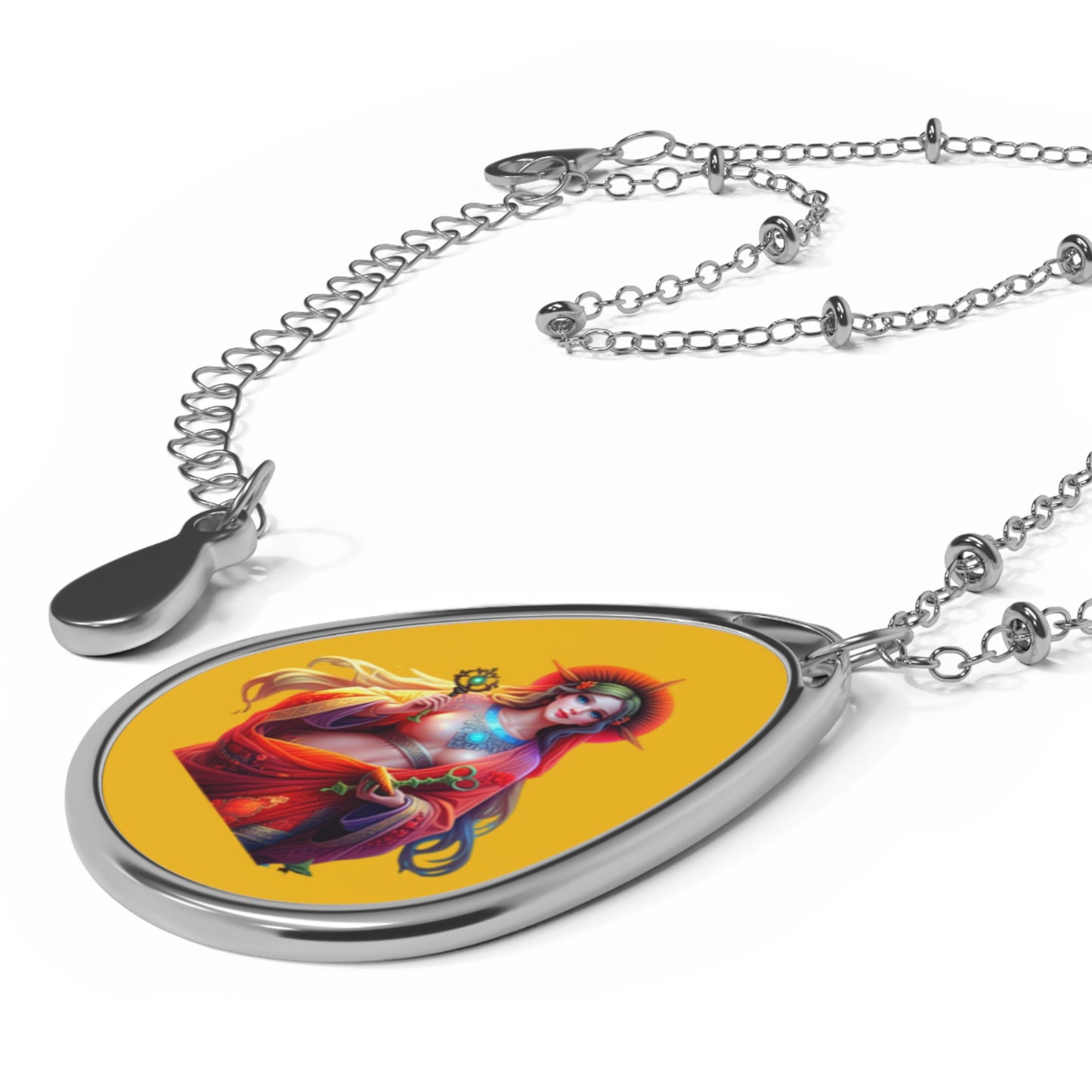 Artistic Oval Necklace with Goddess Design, Elegant Jewelry Gift, Meaningful Pendant, Bohemian Style, Unique Accessory for Women