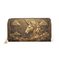 Zipper Wallet — Embossed Golden Unicorn Wallet, Boho Fantasy Zip-Around Purse