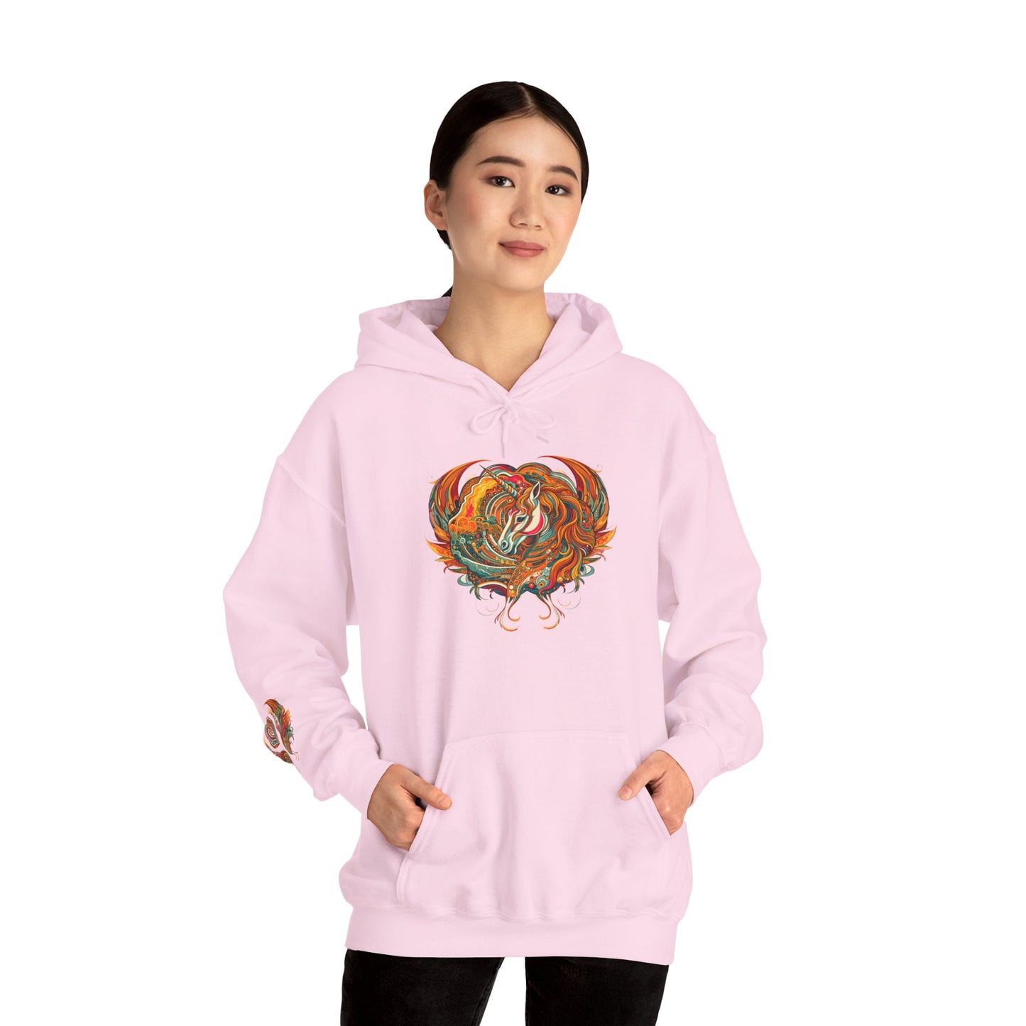 Colorful Heart Design Hooded Sweatshirt, Cozy Sweatshirt, Unisex Pullover, Gift for Him, Gift for Her, Casual Wear, Layering Essentials
