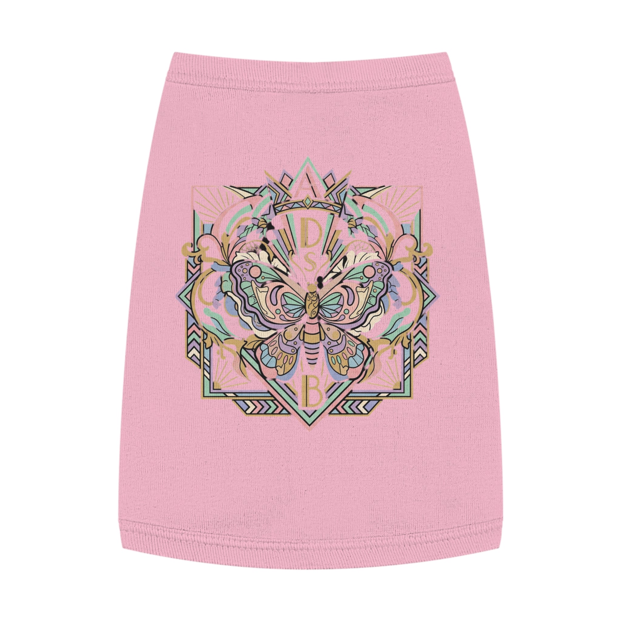Butterfly Mandala Pet Tank Top — Pastel Geometric Dog Shirt