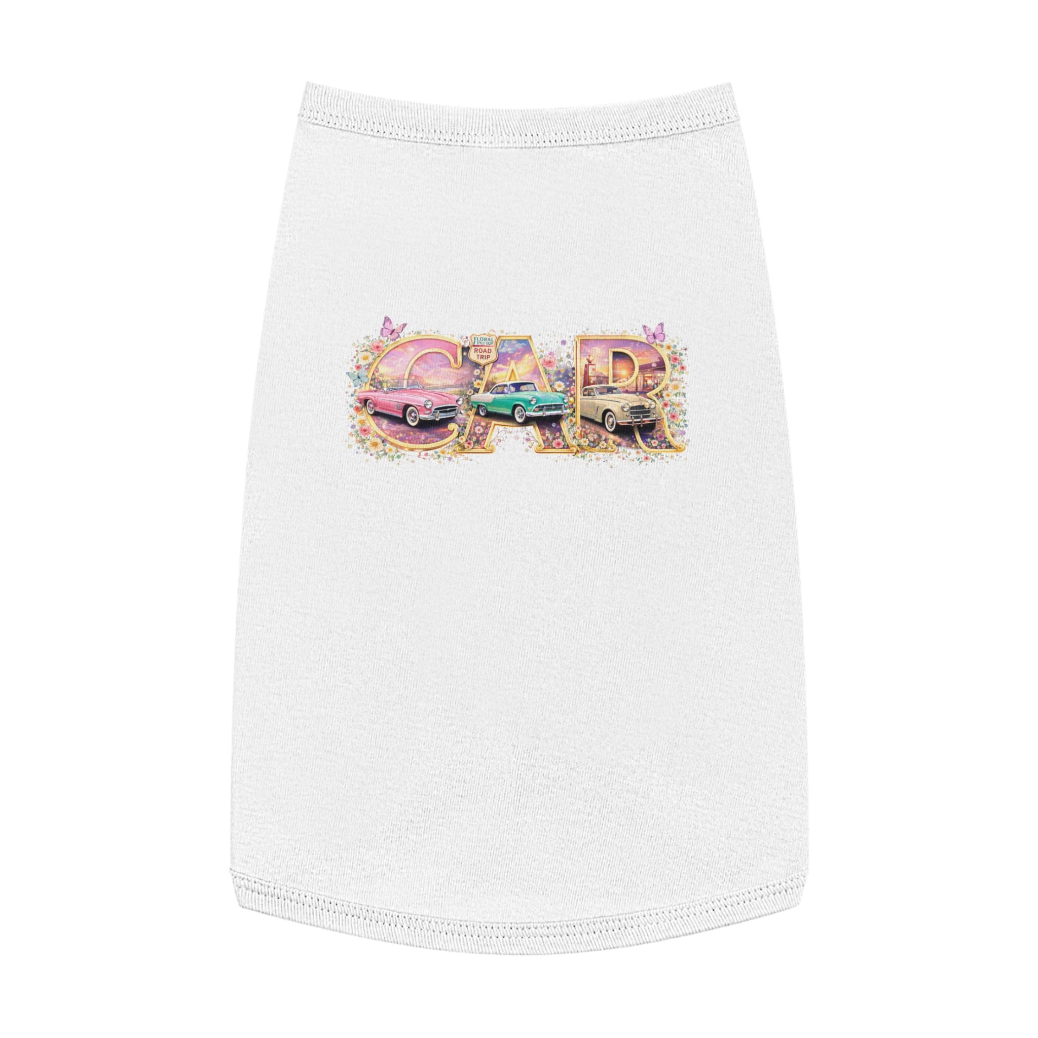Classic Car Pet Tank Top – Retro 'Car' Graphic Dog Shirt