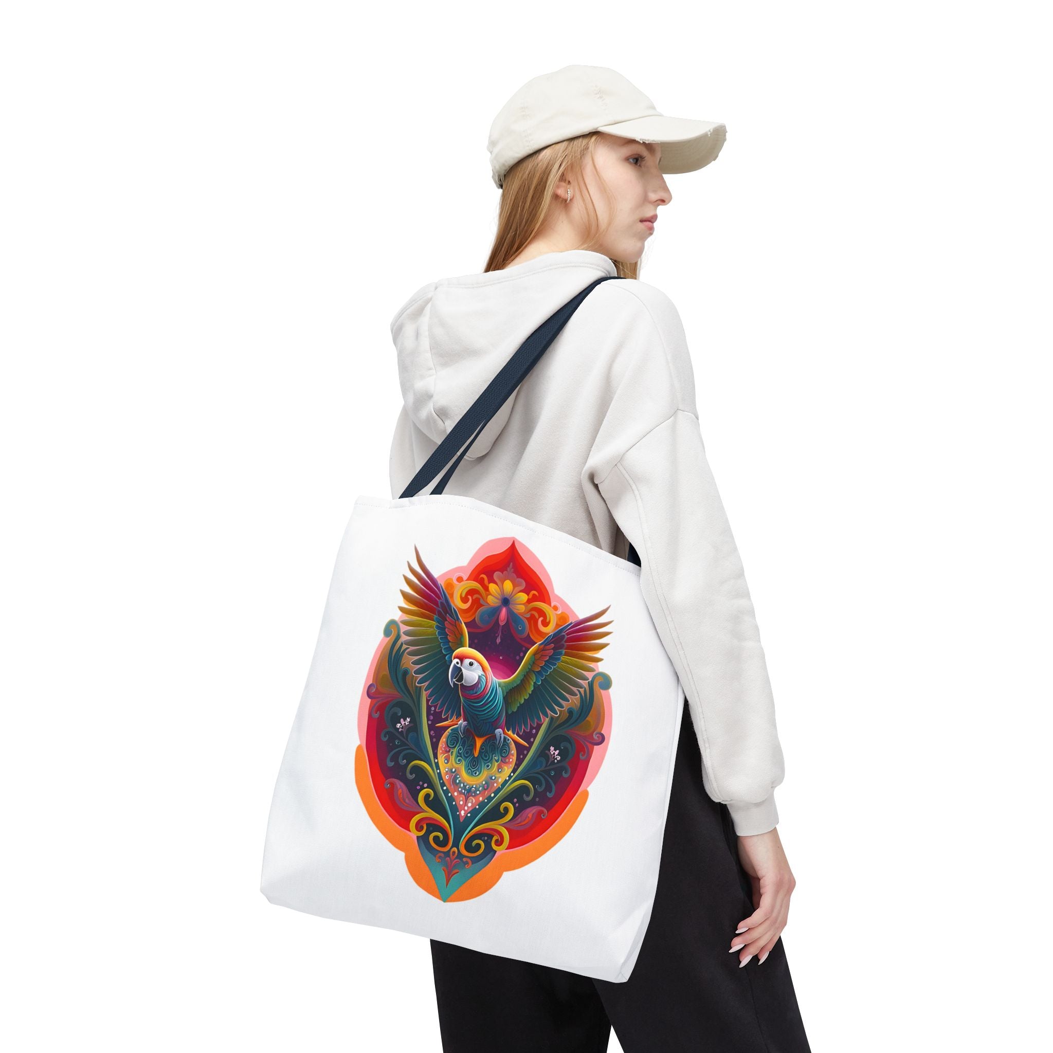 Colorful Parrot Tote Bag, Boho Chic Bag, Sustainable Shopping Tote, Beach Bag, Eco-Friendly Gift, Colorful Art Accessory, AOP Design