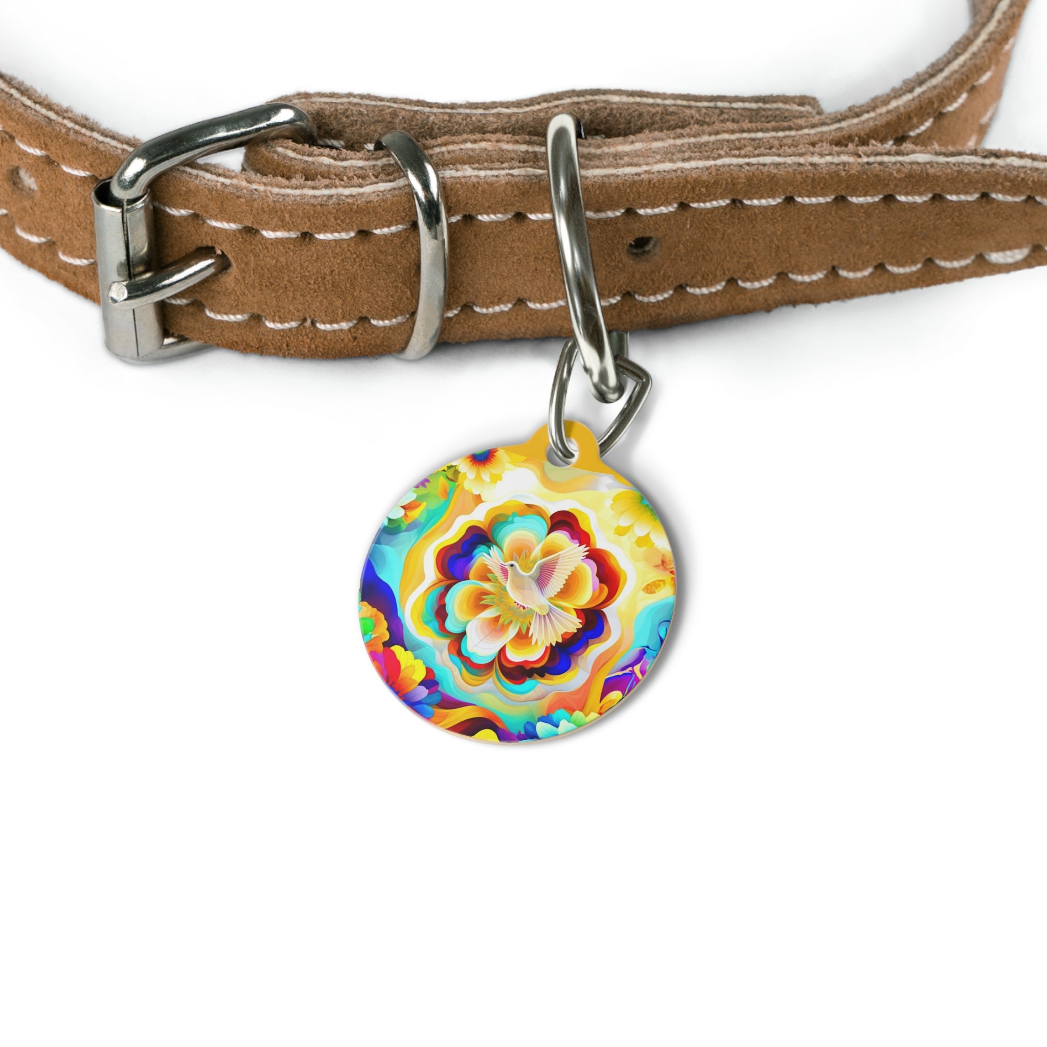 Vibrant Floral Pet Tag, Colorful Pet ID Tag, Dog Name Tag, Cat Identifier, Unique Pet Accessory, Gift for Pet Lovers