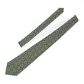 Green Geometric Pattern Necktie — Retro Floral Medallion Tie for Men