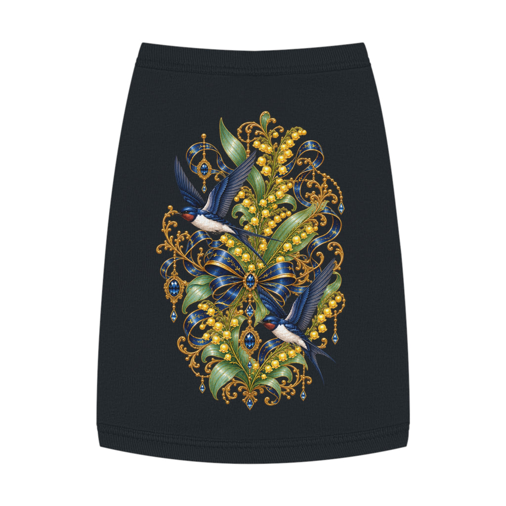Pet Tank Top — Ornate Bluebird & Floral Jewel Print