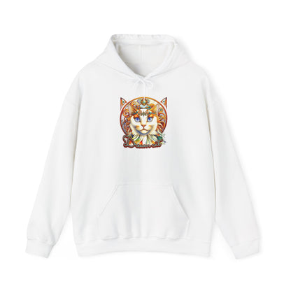 Whimsical Cat Hoodie, Cozy Animal Sweatshirt, Unique Gift for Cat Lovers, Warm Apparel for Any Occasion, Illustrated Cat Design