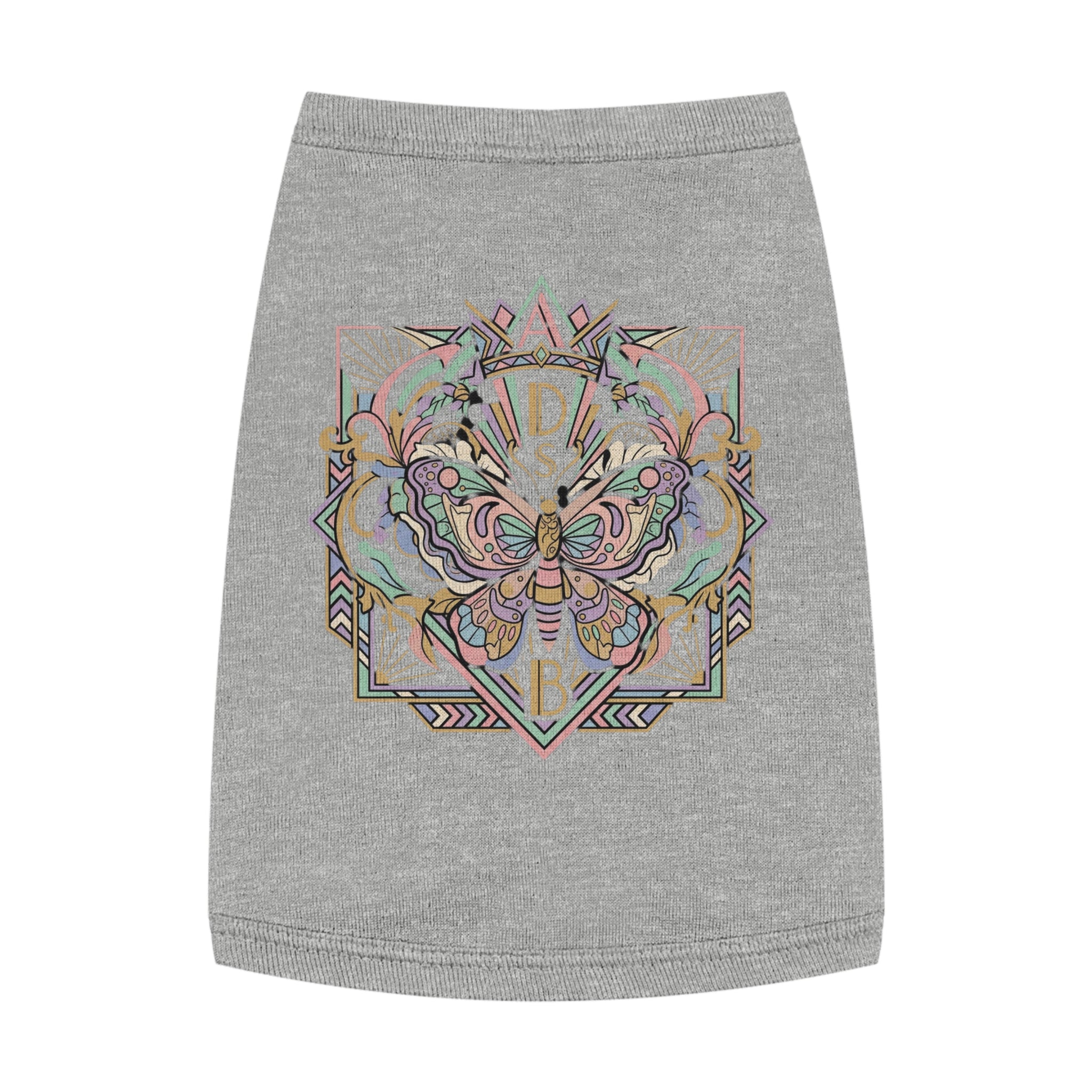 Butterfly Mandala Pet Tank Top — Pastel Geometric Dog Shirt