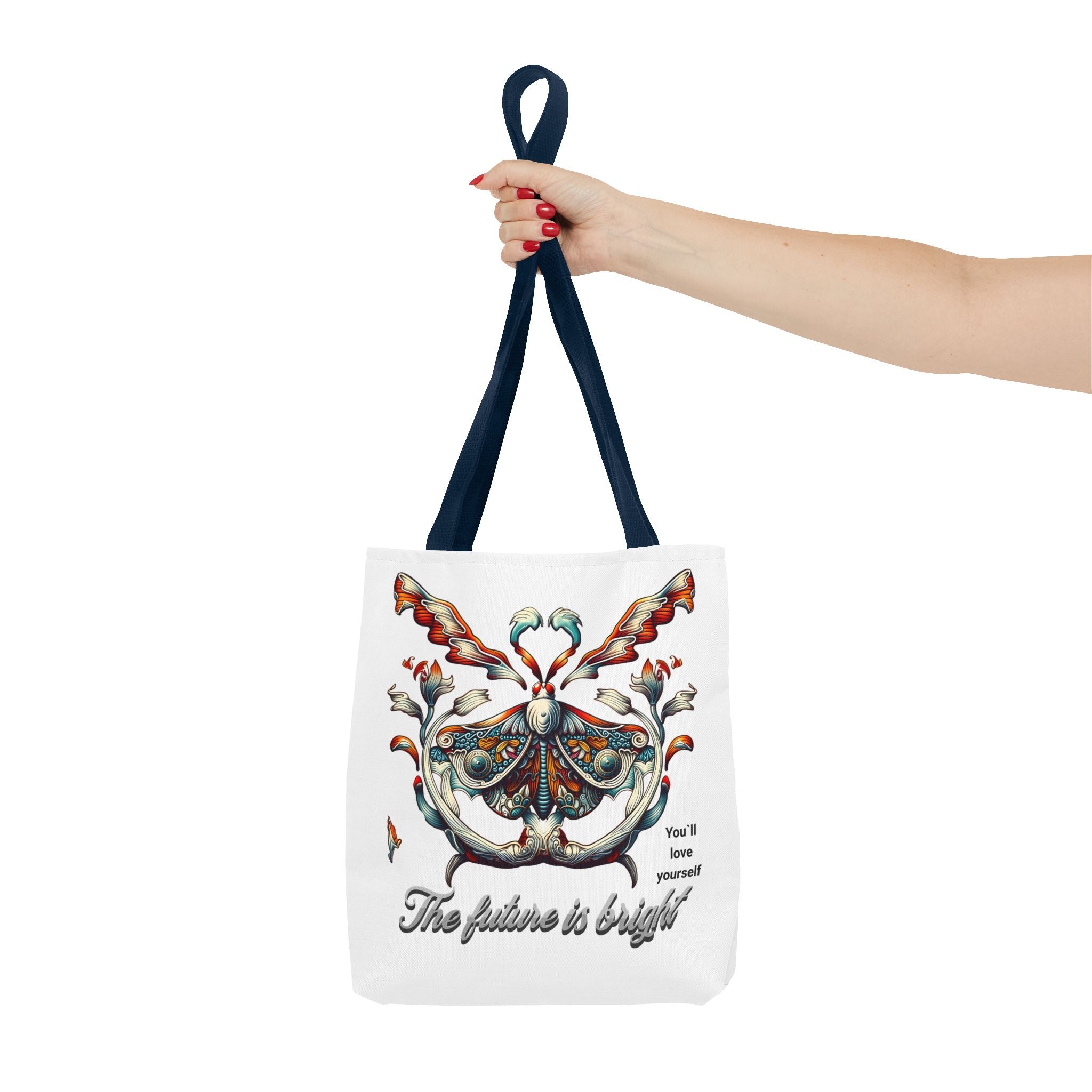 Bright Future Butterfly Tote Bag — Inspirational Floral Art AOP Tote