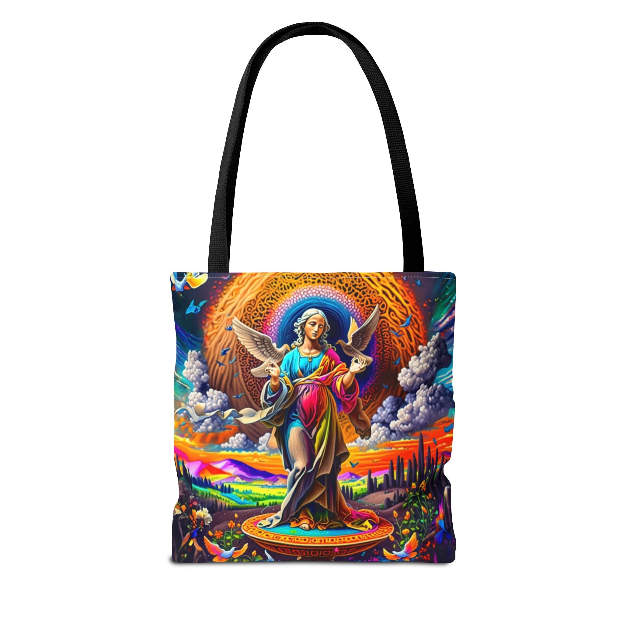 Vibrant Art Tote Bag - Spiritual, Colorful, Angular Design for Everyday Use, Perfect for Gifts, Shopping, Beach Days, Festivals, and Yoga