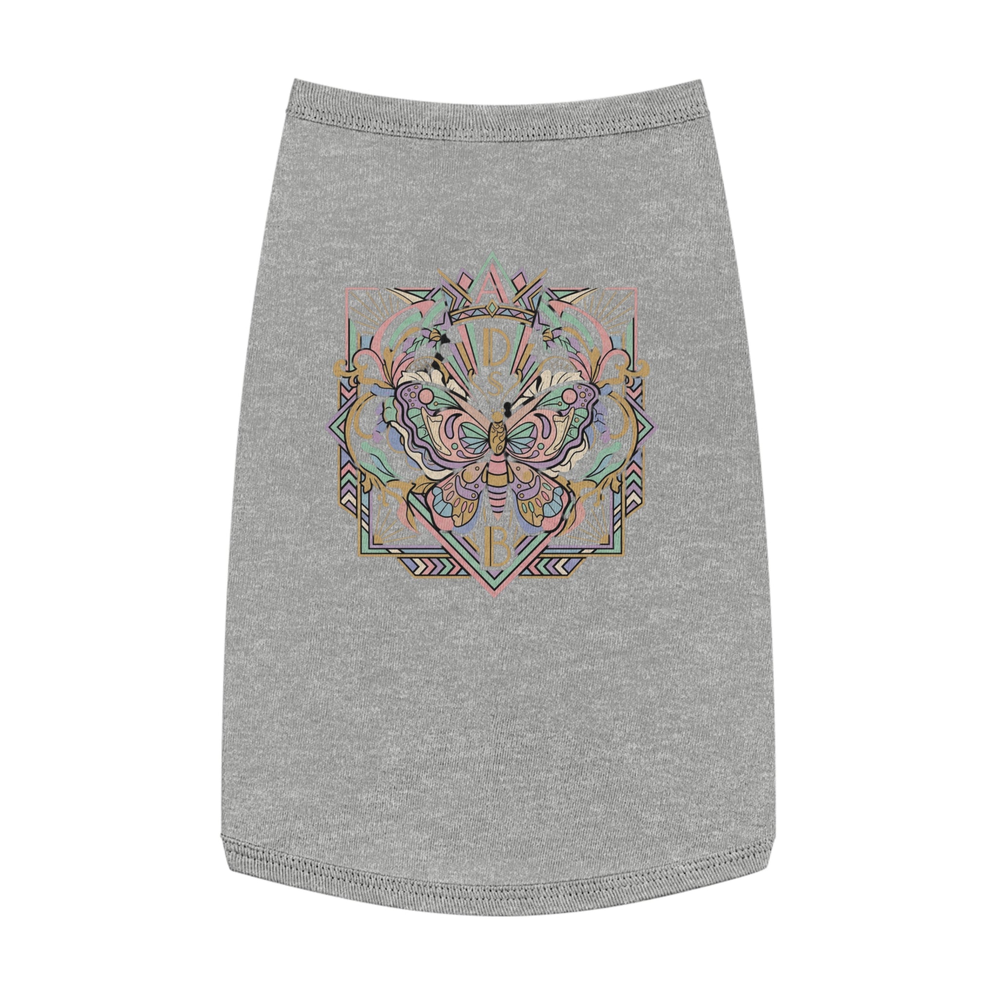 Butterfly Mandala Pet Tank Top — Pastel Geometric Dog Shirt